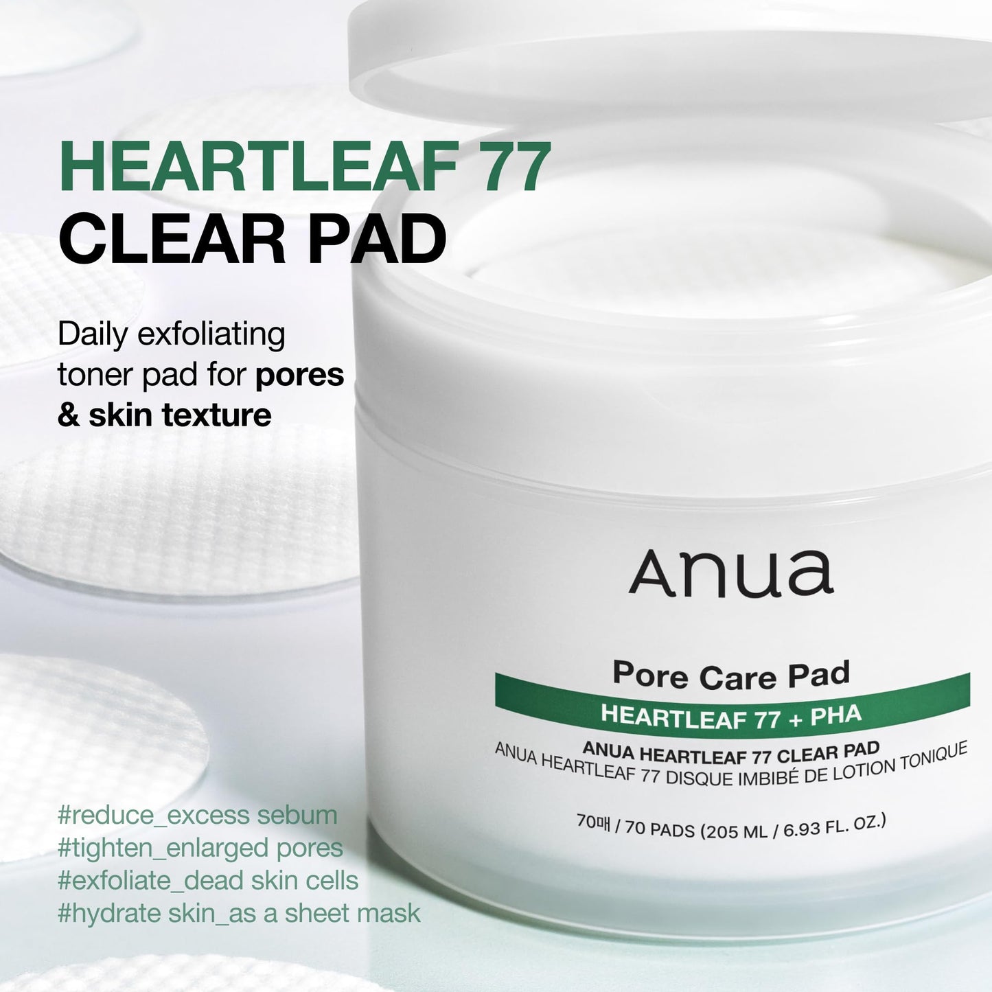 ANUA Heartleaf 77 Toner Pad 70 Sheets, PHA Dead Skin Care Low pH with Korean toner pads, Daily exfoliating, Quick & Easy Facial Mask With Hearleaf Beauty & Personal Care ANUA