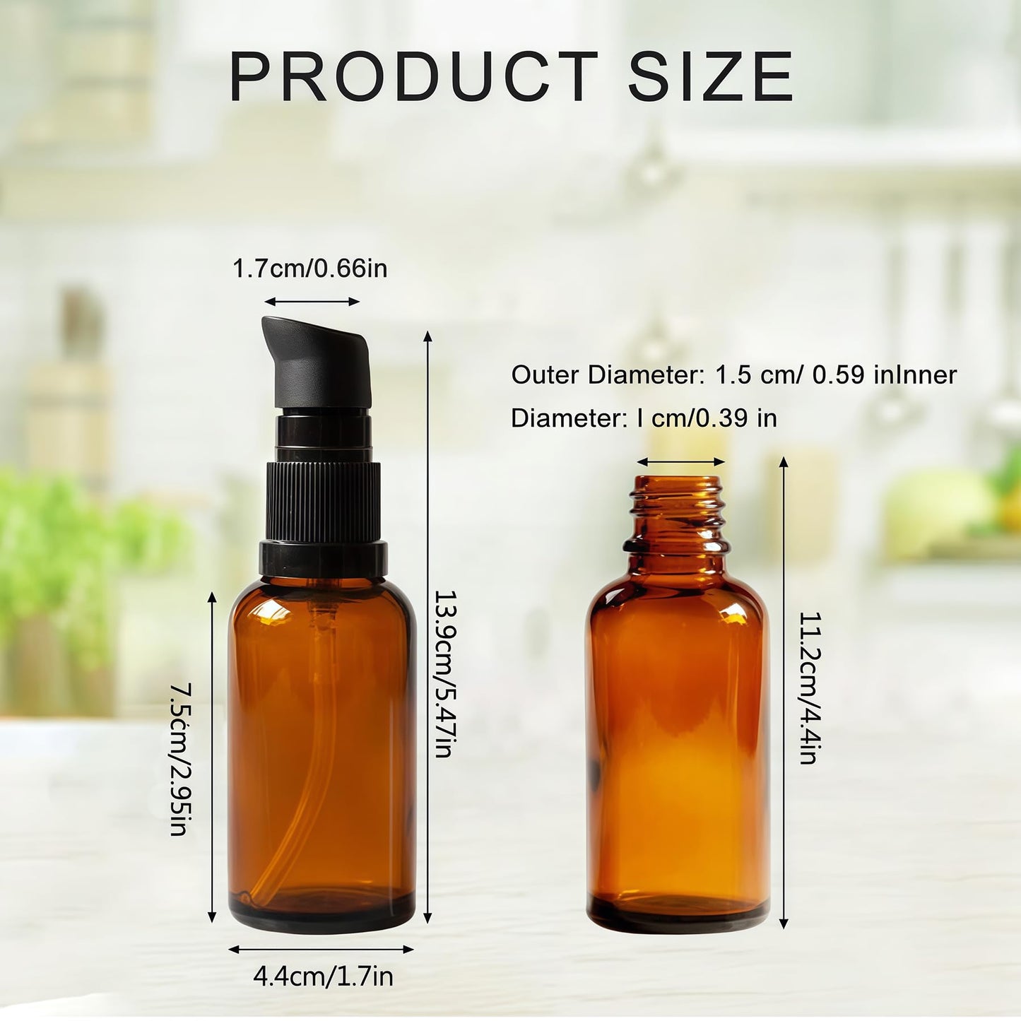 ericotry 3PCS 100ml / 3.34oz Empty Refillable Amber Glass Cosmetic Pump Press Lotion Bottles Makeup Sample Packing Cream Lotion Bath Shower Beauty & Personal Care ericotry