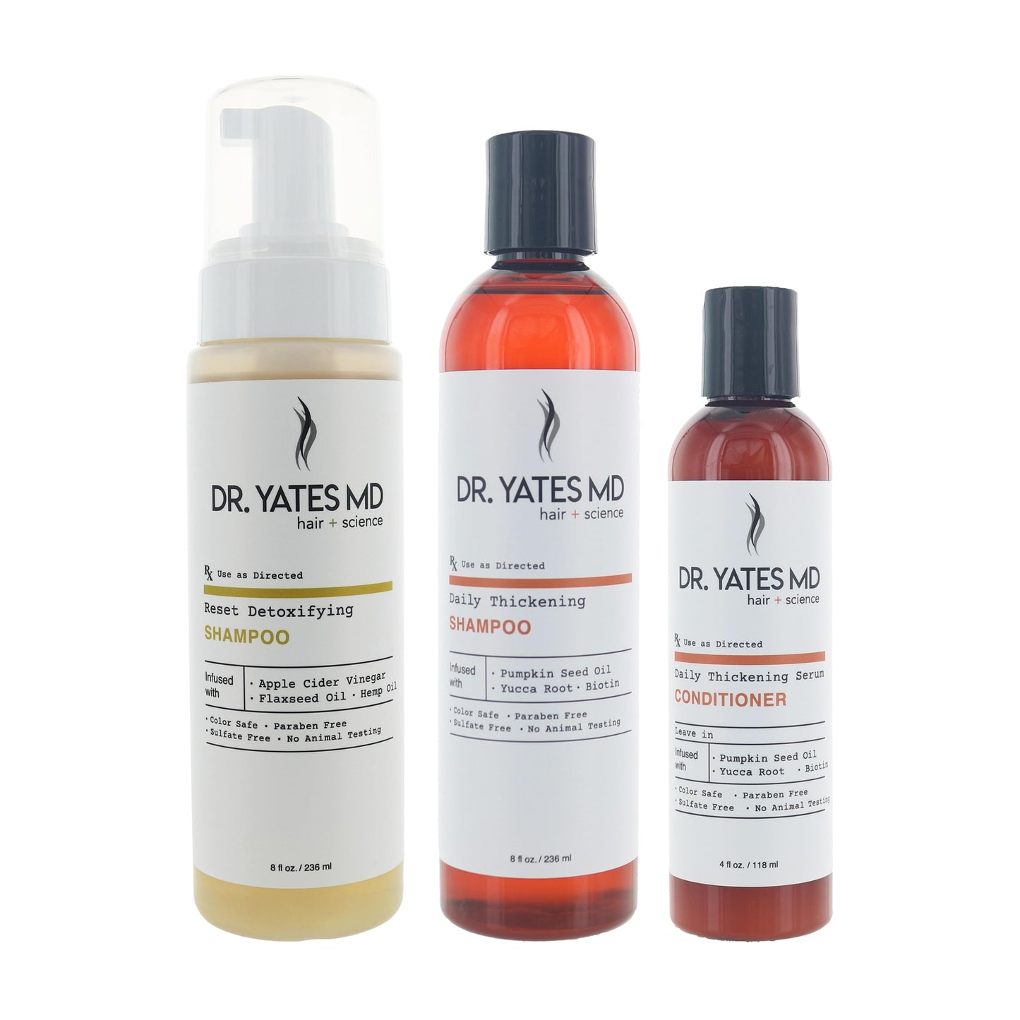 Dr. Yates MD - Hair Thickening Bundle - Bundle with Daily Thickening Shampoo + Daily Thickening Serum Leave in Conditioner + Reset Detoxifying Shampoo Beauty & Personal Care Dr. Yates MD hair + science