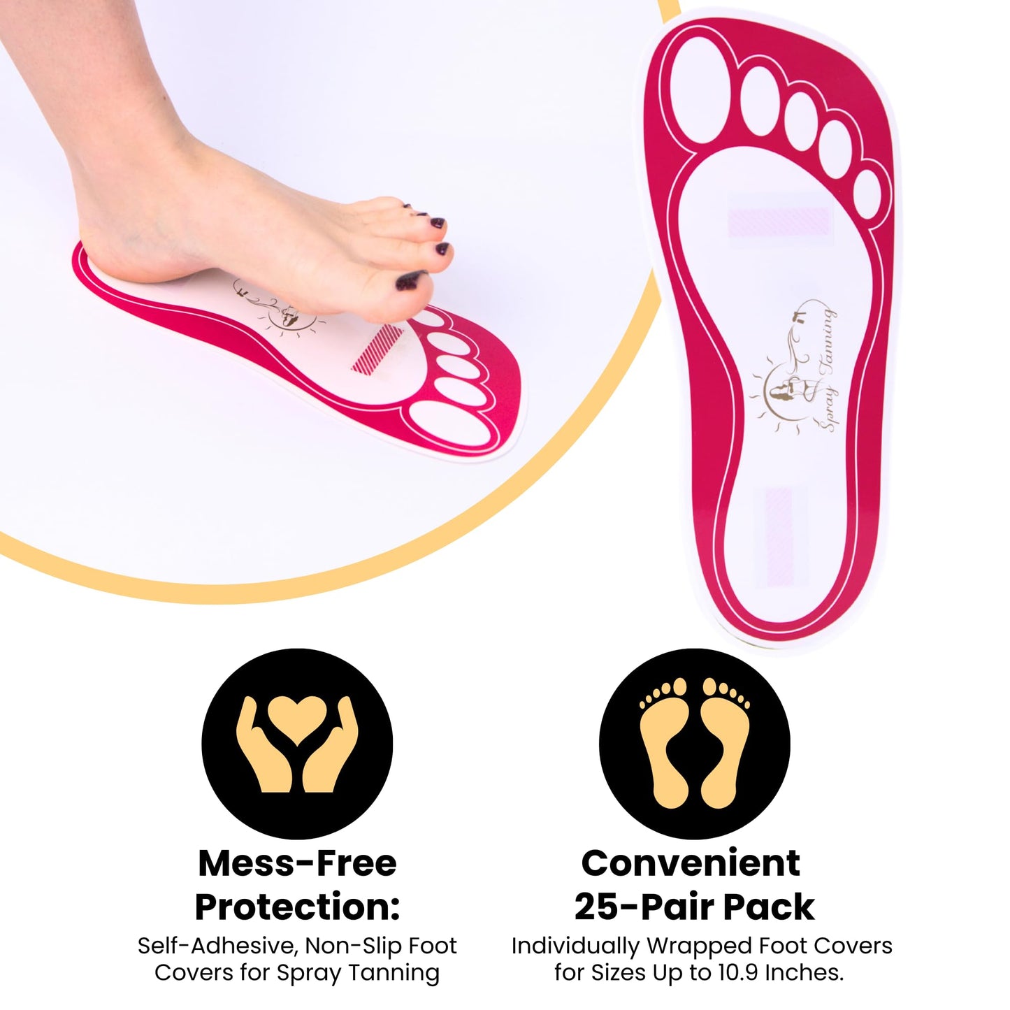 25Pairs(50Feets) Disposable Stick Spray Tanning Feet Pads Perfect for preventing spray tan solution,Deluxe & Hygienic Spray Tan Feet Pads-Ideal Beauty & Personal Care HeeStar
