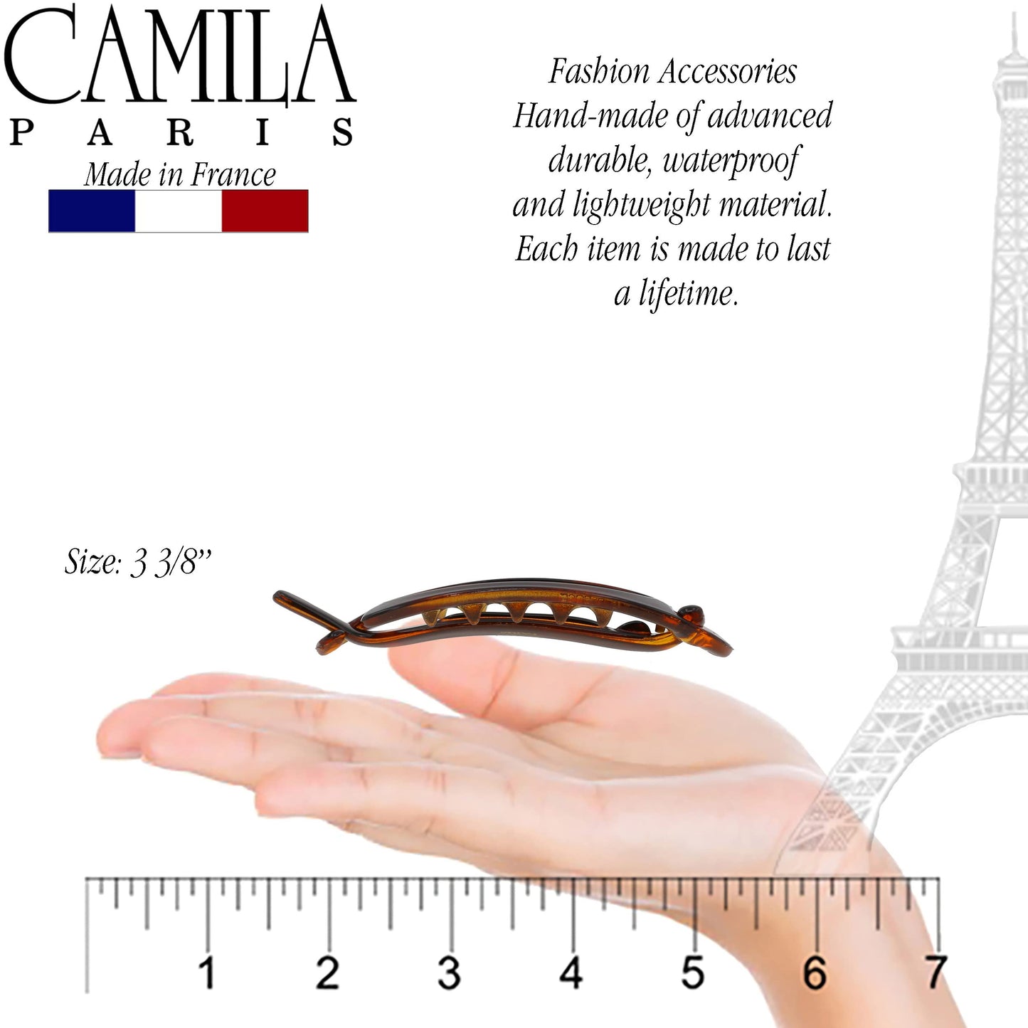 Camila Paris CP2316 French Hair Barrette Clip, Flexible Ponytail Holder No Metal Parts, Strong Hold Grip Hair Clips for Women, No Slip and Durable Beauty & Personal Care Camila