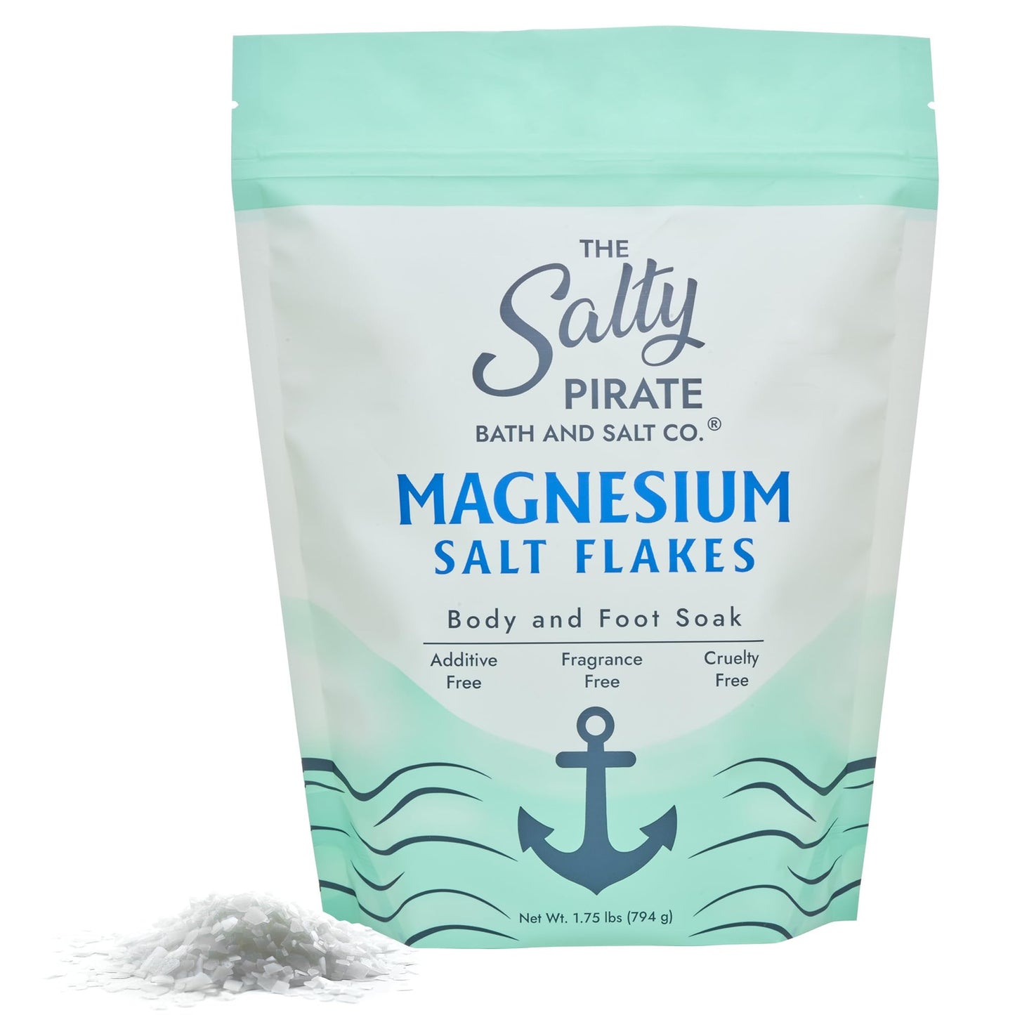 Magnesium Salt Flakes - Magnesium Chloride Flakes for Bath Soaks, Alternative to Epsom Salts for Foot & Body, for Relaxation and Skin Hydration, 1.75 Beauty and Personal Care The Salty Pirate Bath and Salt Co.