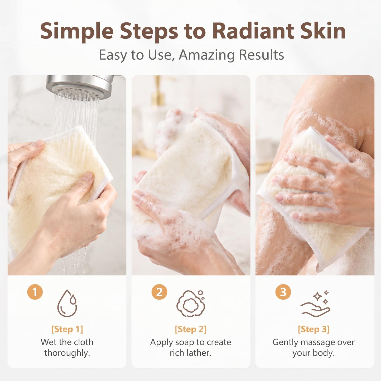 MAQIHAN Exfoliating Cloth - 4 Pack Exfoliating Washcloths for Body and Face Clean 8 × 10 inches Durable Weave Bath Body Scrubber Face Wash Cloths Bath Beauty and Personal Care MAQIHAN