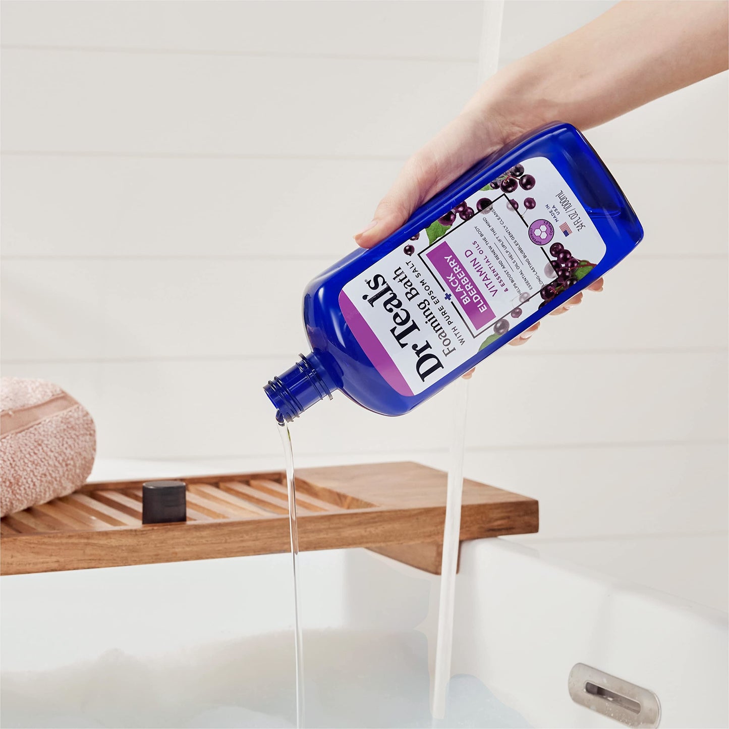 Dr Teal's Foaming Bath with Pure Epsom Salt, Black Elderberry with Vitamin D, 34 fl oz (Pack of 4) Beauty & Personal Care Dr Teal's