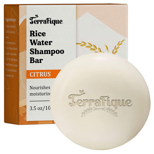 TERRAFIQUE Rice Water Shampoo Bar - Citrus Scent - Nourishing Shampoo with Cocoa Butter, Shea Butter for Hair Growth - 3.5 Oz / 100 G Beauty & Personal Care TERRAFIQUE