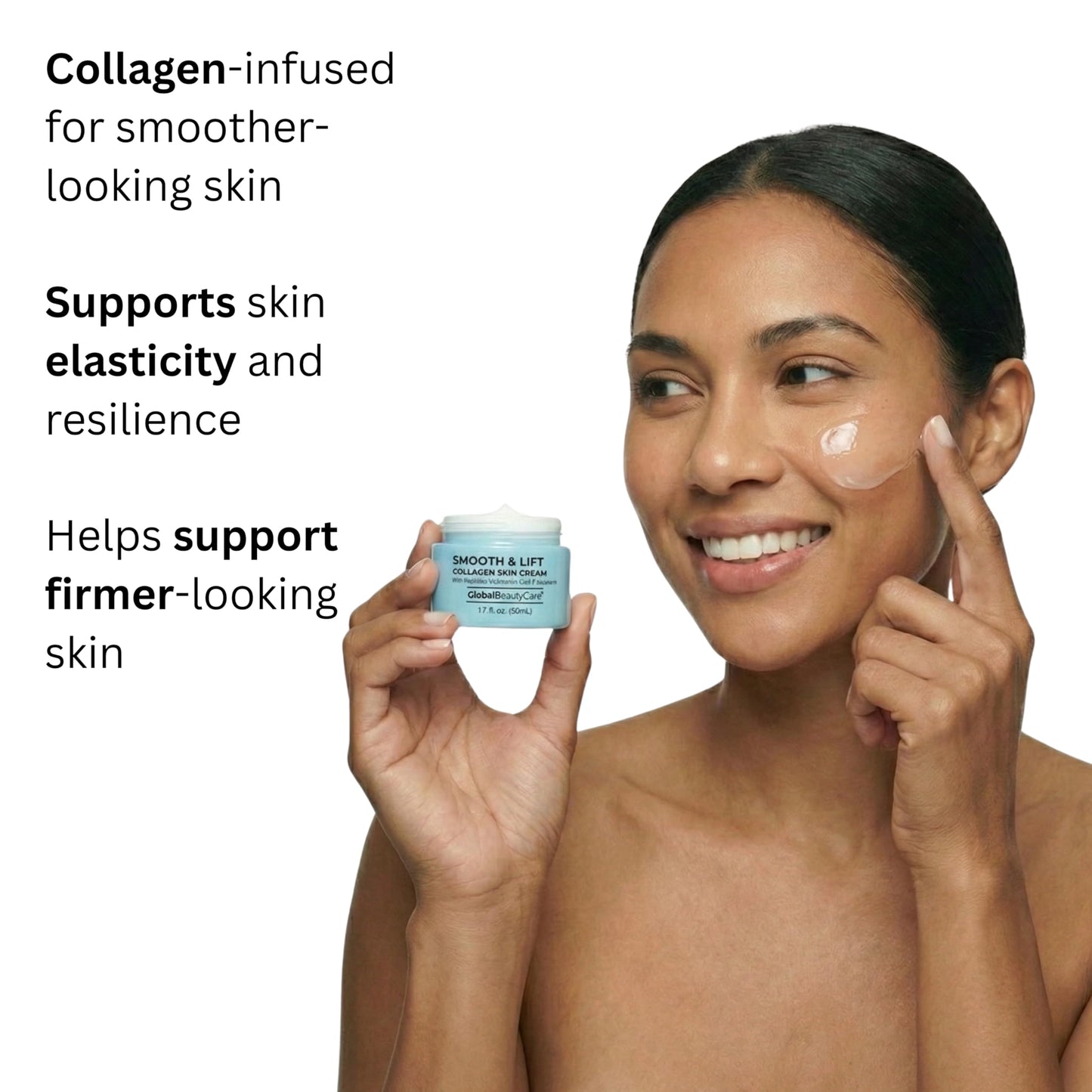 Global Beauty Care Smooth & Lift Collagen Skin Cream - Hydrating Face Moisturizer to Support Skin Elasticity with Peptides, Hyaluronic Acid, Squalane Beauty & Personal Care Global Beauty Care
