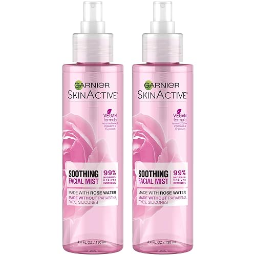 Garnier Facial Mist Spray with Rose Water, 4.4 Fl Oz (130mL), 2 Count (Packaging May Vary) Beauty & Personal Care Garnier