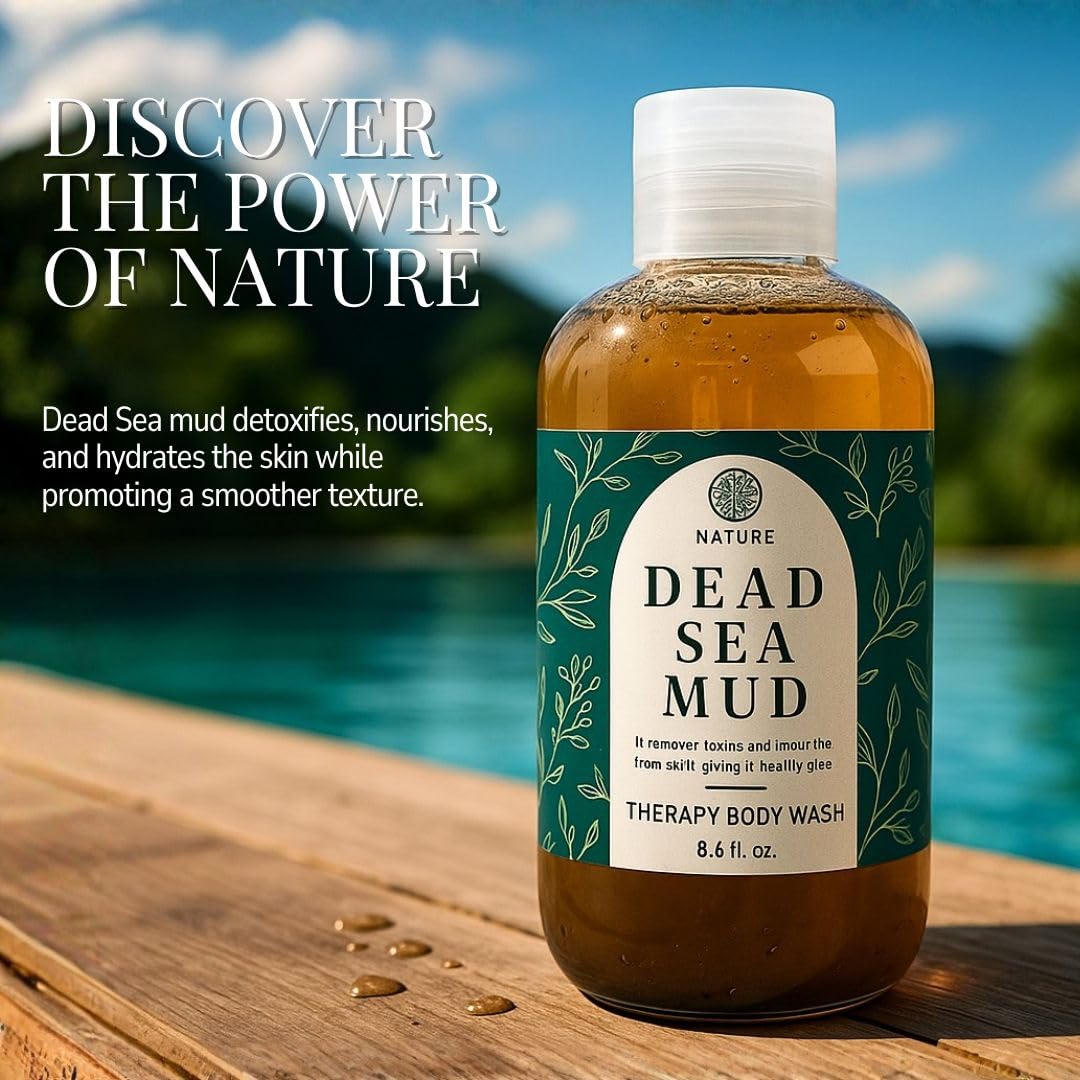 Nature Skin Shop Dead Sea Mud Body Wash, Detoxifying & Purifying Mineral-Rich Cleanser for Body Acne, Clogged Pores & Oily Skin, Natural Spa Quality Beauty & Personal Care Nature Skin Shop