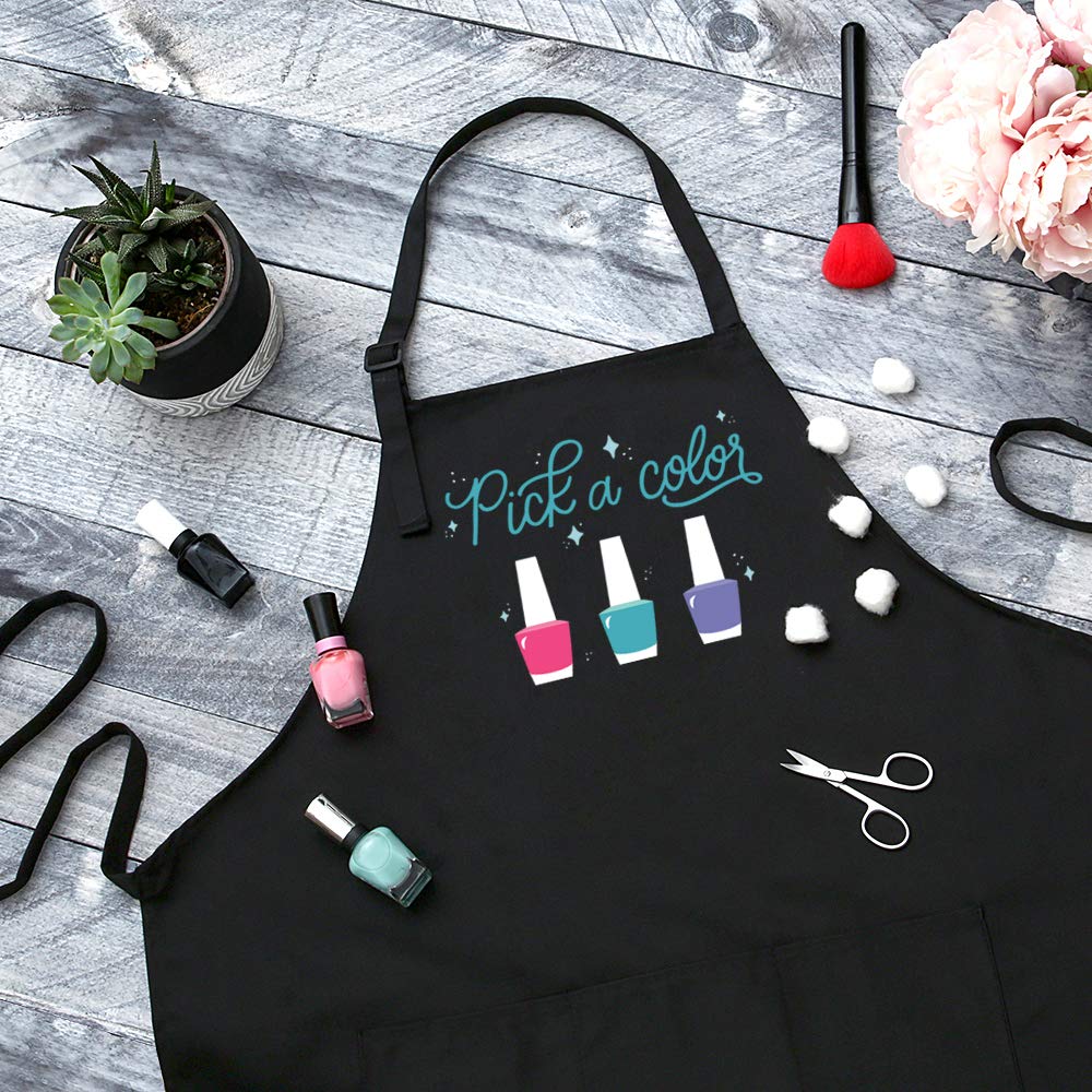 Pick A Color Nail Tech Apron - Nail Technician Apron for Women - Manicurists, Nail Art Supplies for Nail Salons, 3 Pocket Cosmetology Smock Beauty & Personal Care Plum Hill