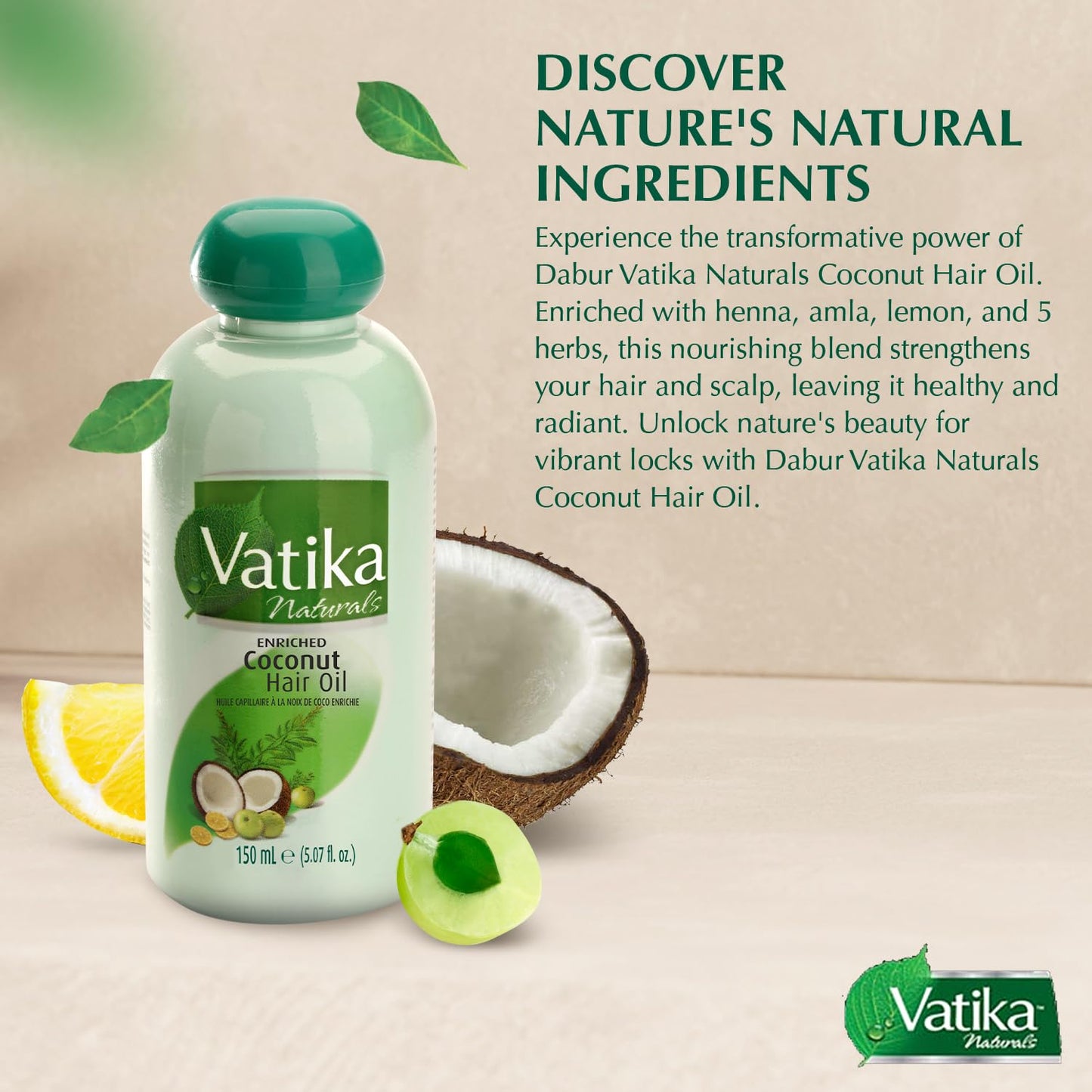 Dabur Vatika Enriched Coconut Hair Oil 150ml (Pack of 2) Beauty & Personal Care Vatika Naturals
