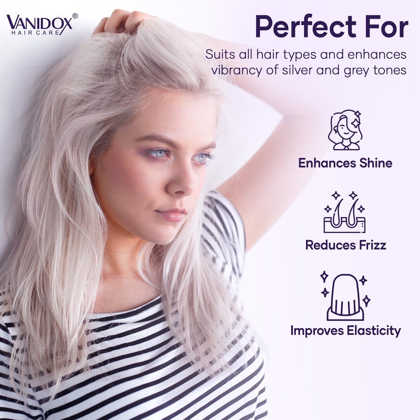 VANIDOX Sulfate Free Brass Toning Purple Shampoo and Conditioner Set for Grey and Silver Hair, Moisturizing & Color-Safe, Enhances Shine & Brightness Beauty & Personal Care VANIDOX