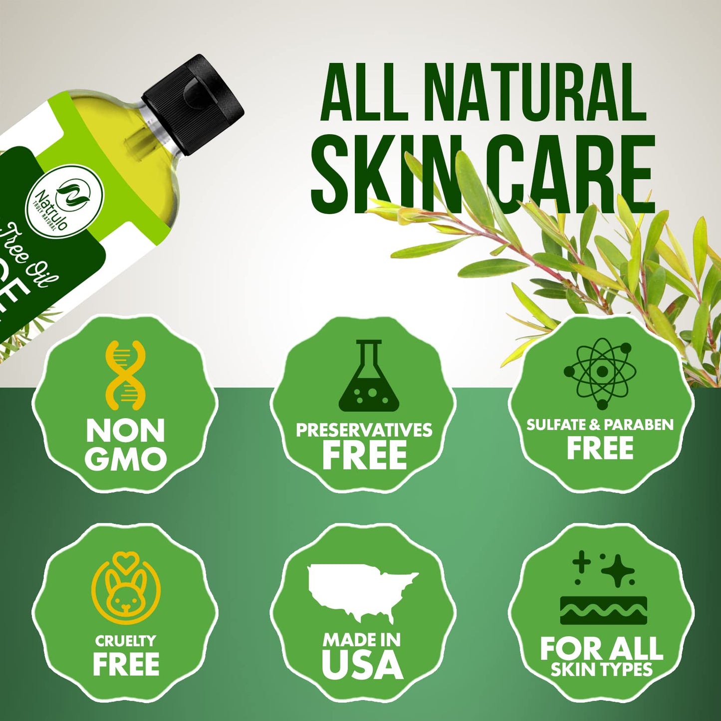 Tea Tree Oil Face Wash, 4oz - Tea Tree Soap Natural Skin Cleanser - Pure Essential Oil Infused Skincare Cleansing Face Soap, Made in USA Beauty & Personal Care Natrulo