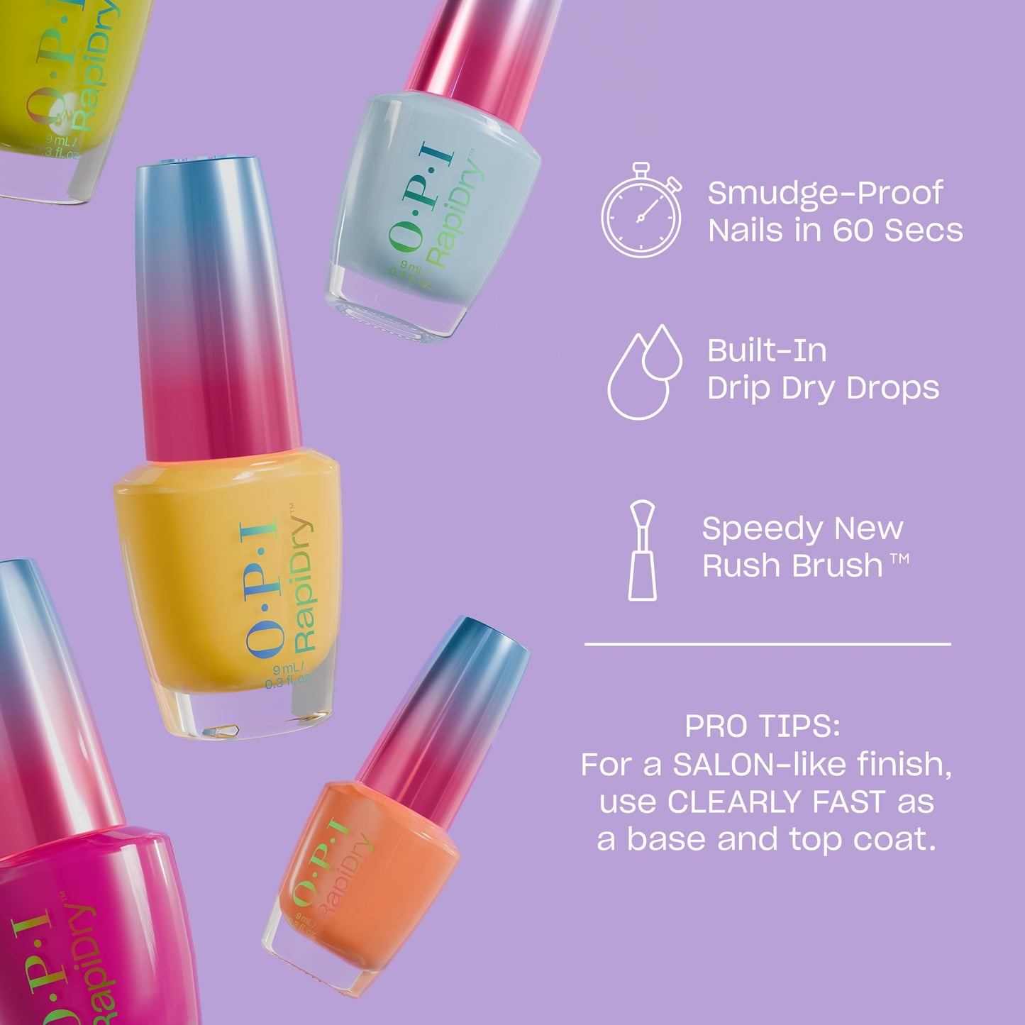 OPI RapiDry ASAPink | Opaque Bright Pink Crème Quick Dry Nail Polish | Vegan, Smudge Proof, Fast Drying Beauty and Personal Care OPI
