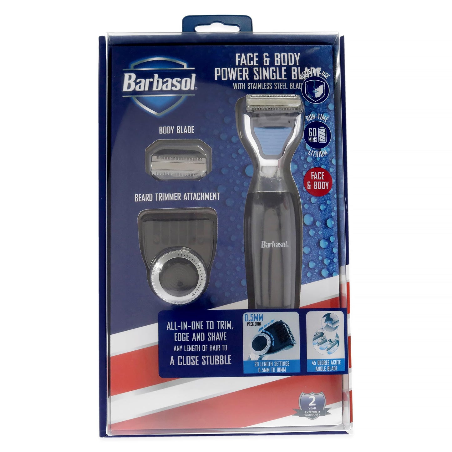 Barbasol Rechargeable Electric Wet and Dry Single Blade Shaver with Stainless Steel Blades and Adjustable Beard Trimmer Attachment Beauty and Personal Care Barbasol