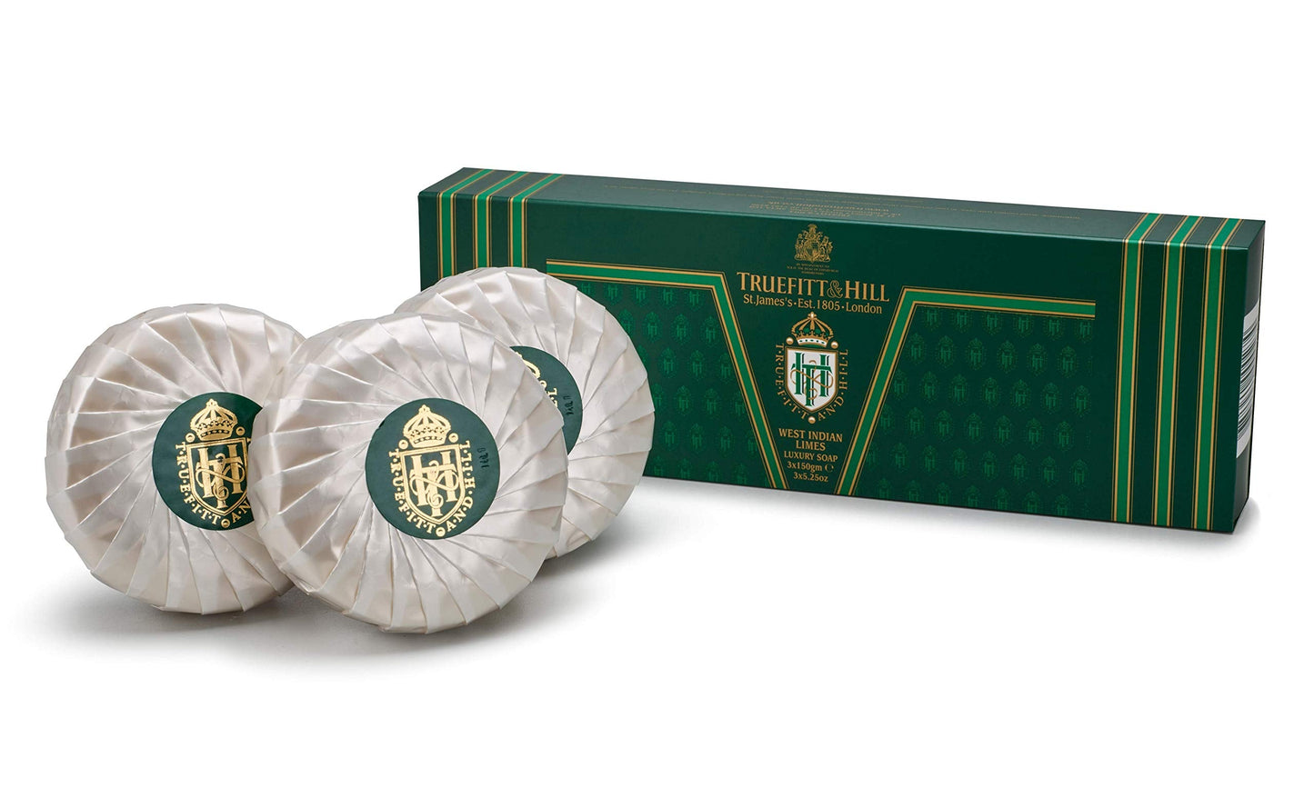Truefitt & Hill Triple-Milled Luxury Bath & Body Soaps - West Indian Limes - Long-Lasting Fragrance, Premium Rich Lather - 3 x 5.29 oz Beauty & Personal Care Truefitt & Hill