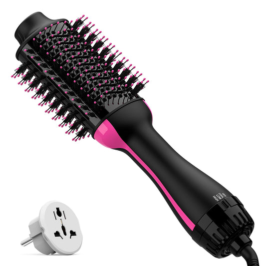 Dual Voltage Hair Dryer Brush with Negative Ion Anti-frizz Styler - Hot Air Volumizer for 110V-120V/220V-240V European and Travel Use Beauty & Personal Care Umeely