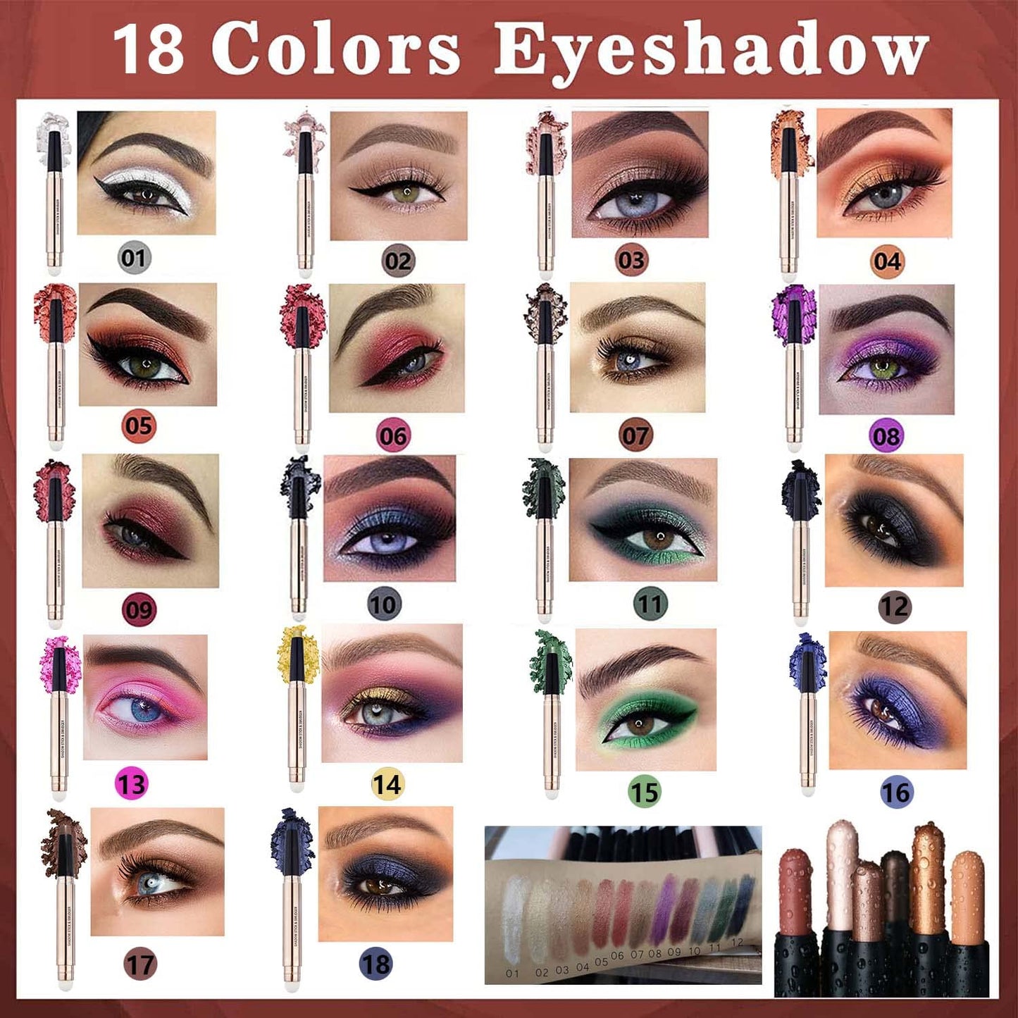 Daeuwiutr White Eyeshadow Stick Makeup?Cream Shimmer Smooth Glitter Eye Shadow Pencil Base Primer Palette, Waterproof Long Lasting EyeShadow Pen White Beauty & Personal Care Daeuwiutr