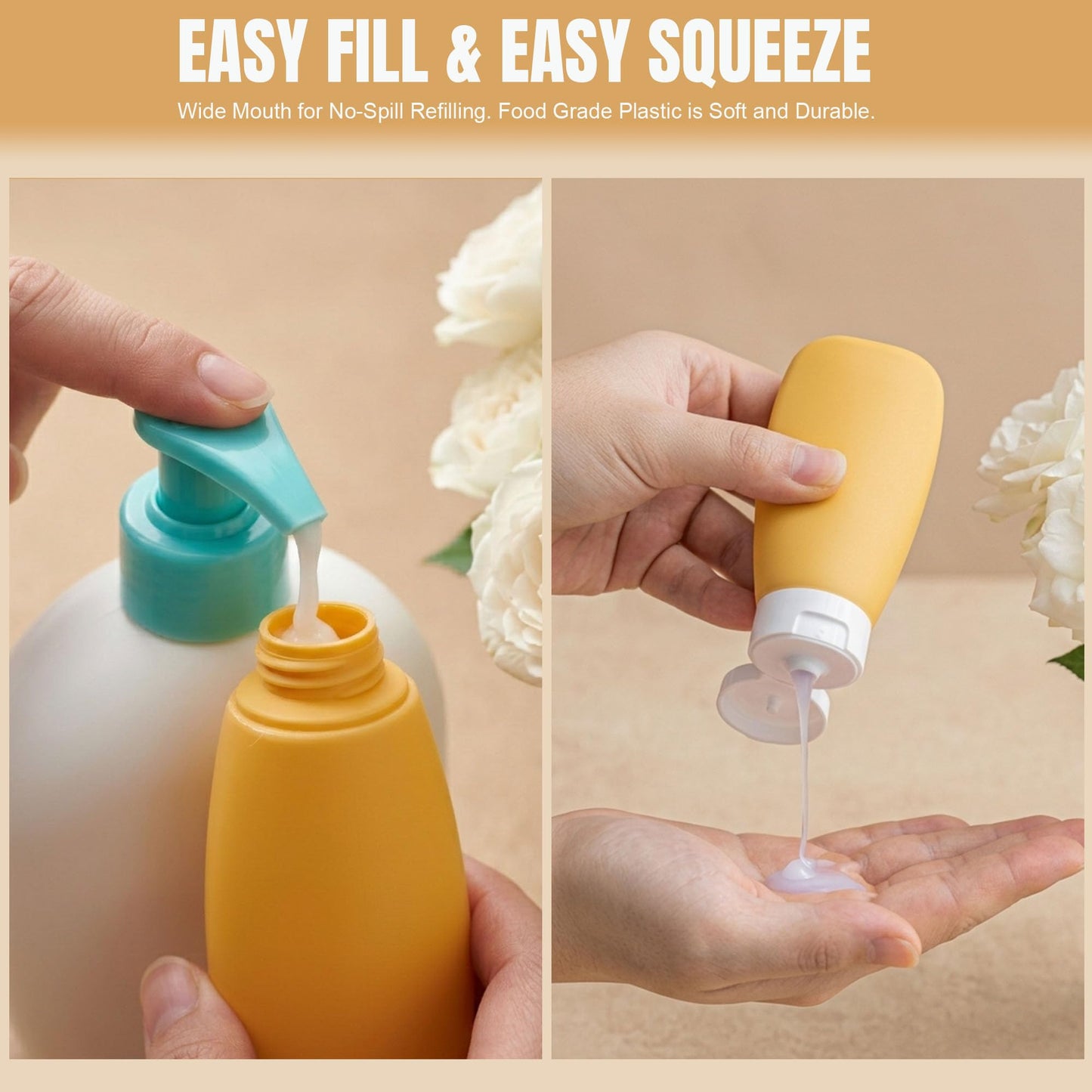 DEWSENSI 20 Pack Travel Bottles Set for Toiletries TSA Approved, Leak Proof Travel Size Containers Kit Portable Refillable Travel Accessories Beauty and Personal Care DEWSENSI