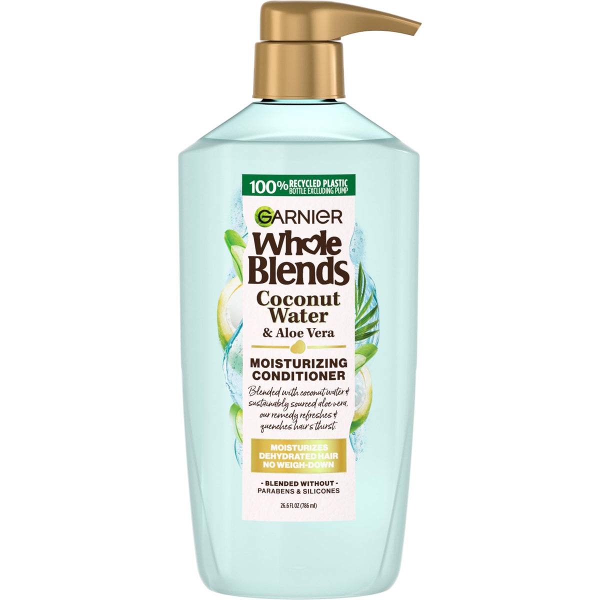 Garnier Whole Blends Coconut Water & Aloe Vera Refreshing Conditioner for Normal Hair, 26.6 Fl Oz, 1 Count (Packaging May Vary)