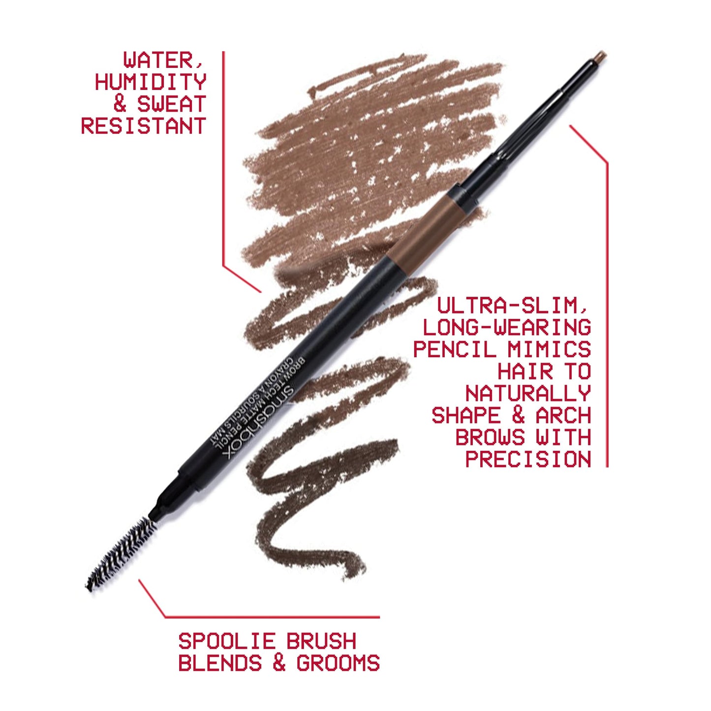 Smashbox Brow Tech Matte Eyebrow Pencil | Waterproof, Smudge Proof + Long Lasting Brow Pencil with Spoolie Brush, Brunette Beauty & Personal Care Smashbox