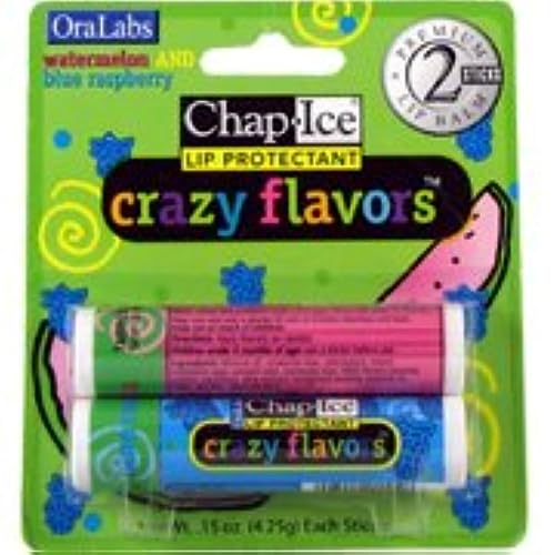 Oralabs ChapIce Crazy Flavors Lip Balm Watermelon and Blue Raspberry 2 Sticks Beauty & Personal Care OraLabs