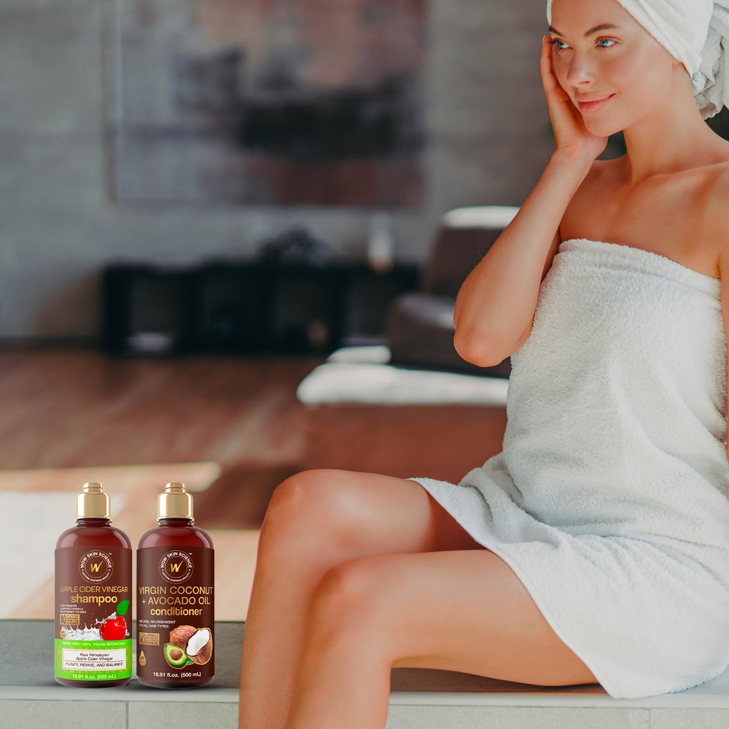 WOW Skin Science Apple Cider Vinegar Shampoo & Coconut + Avocado Oil Conditioner Duo 16.9 oz Beauty & Personal Care WOW Skin Science
