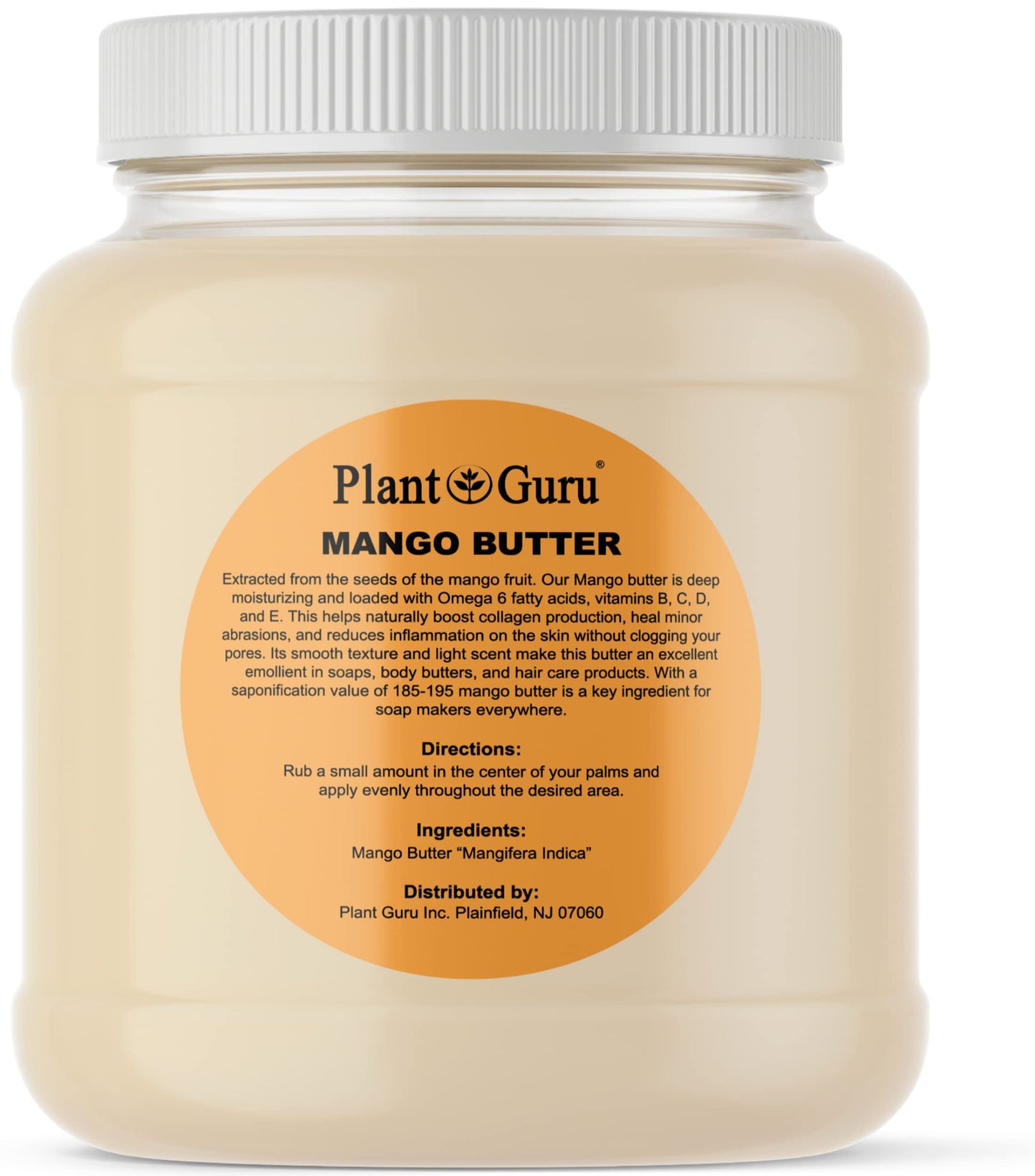 Plant Guru Raw Mango Butter 3 lbs. Bulk Jar - 100% Pure Natural Unrefined - Great for Skin, and Hair Growth. DIY Soap Making, Body Butters, Lotions Beauty & Personal Care Plant Guru