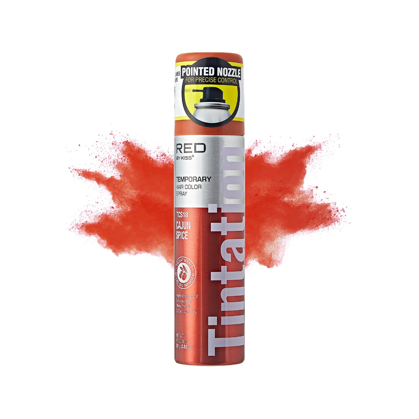 Red by Kiss Tintation Temporary Hair Color Spray 2.82oz, Quick-Dry & Smudge-Proof, Vivid Color Washable Hair Dye, Styling Spray Cosplay Halloween Beauty & Personal Care Red by Kiss