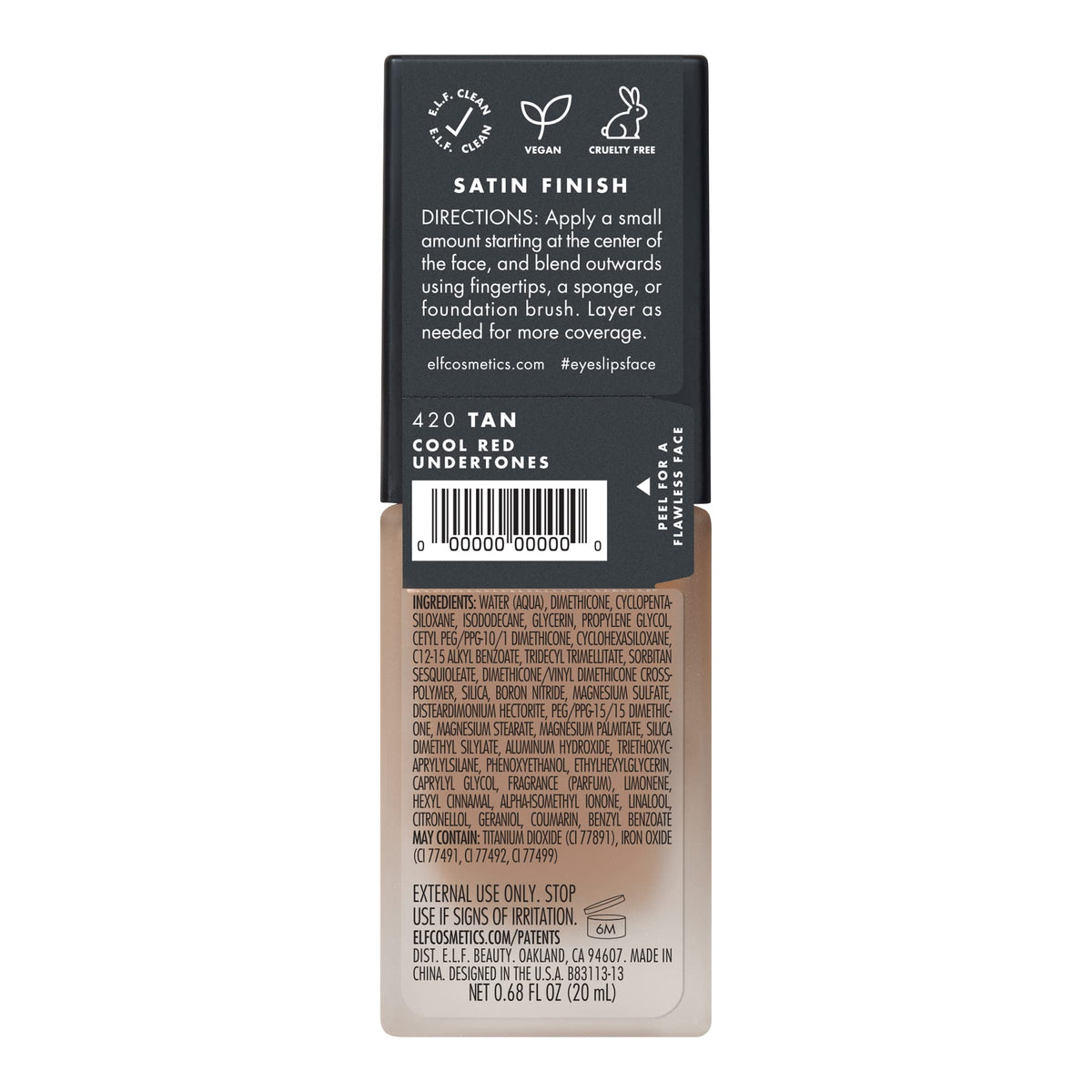 e.l.f. Flawless Finish Foundation, Lightweight, Oil-free formula, Full Coverage, Blends Naturally, Restores Uneven Skin Textures and Tones, Tan Beauty & Personal Care e.l.f.