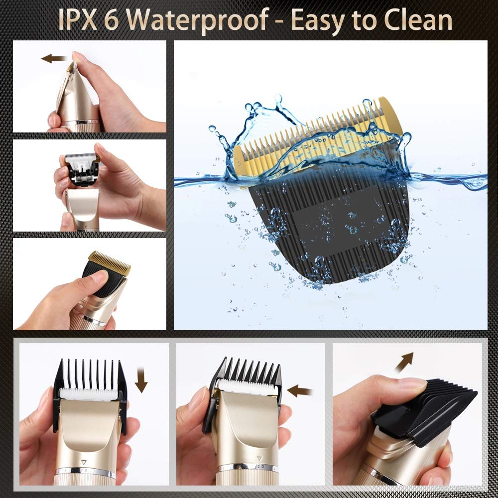 ZUIAI Waterproof Men Hair Clipper Hair Electric Trimmer Tool LED Digital Display Limit Comb Barber Cutting Clipper Beauty and Personal Care ZUIAI