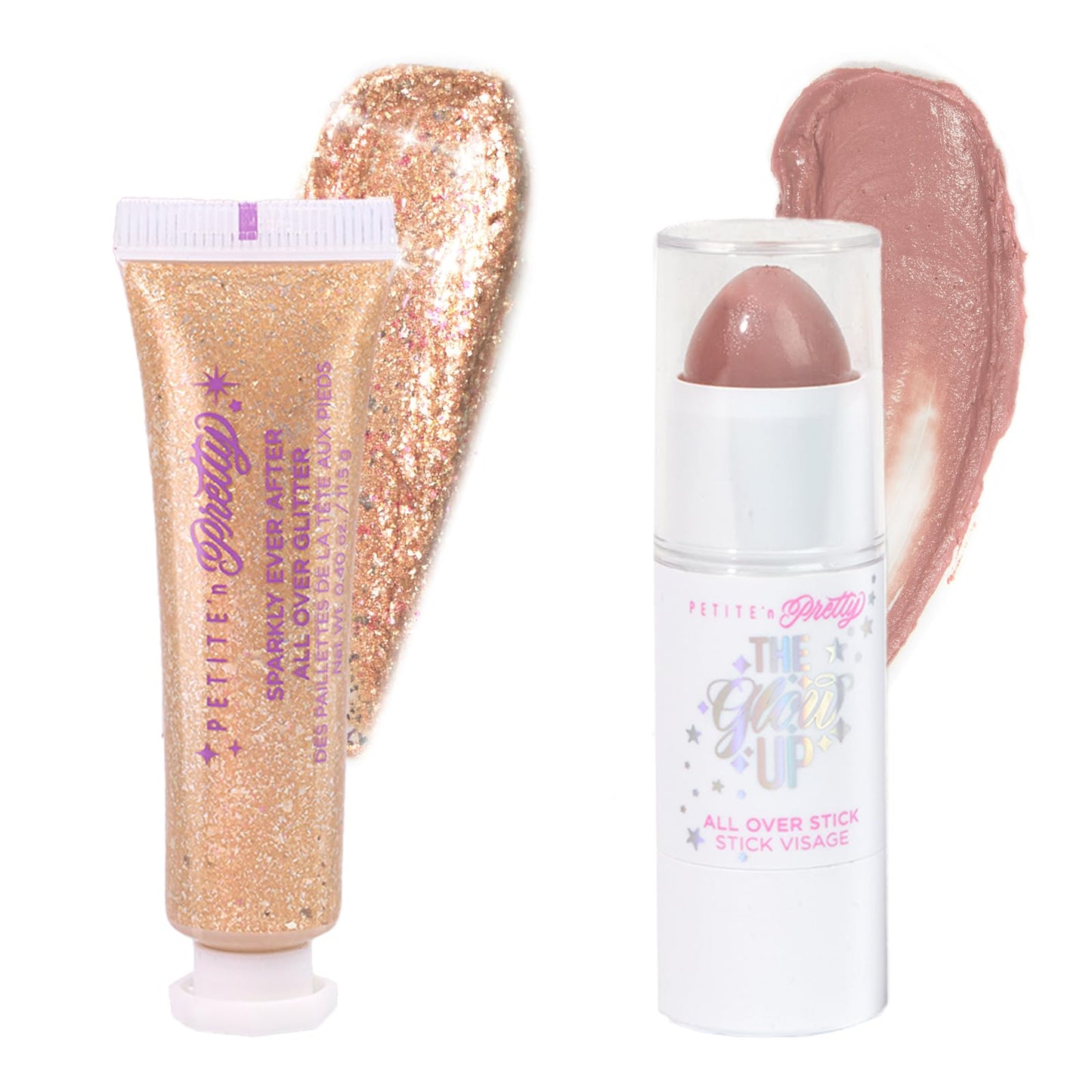 Petite N Pretty Glitter Makeup Set - Shimmering for Eyes, Cheeks, and Body - Glow Up Stick & All-Over Glitter in Pink Sherpa Bag for Kids, Teens Beauty & Personal Care Petite 'N Pretty