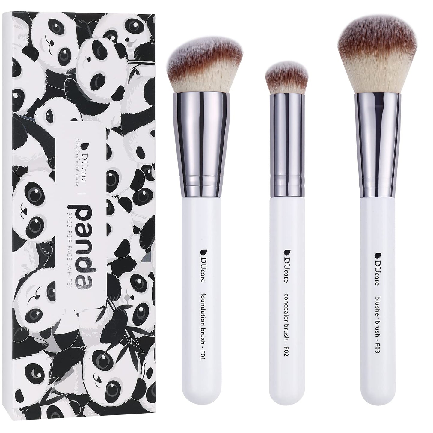 DUcare Makeup Brushes 3Pcs Foundation Contour Bronzer Brush,Concealer Brush,Blusher Powder Brush, Face Kabuki Travel Buffing Stippling Liquid Blending Beauty & Personal Care DUcare