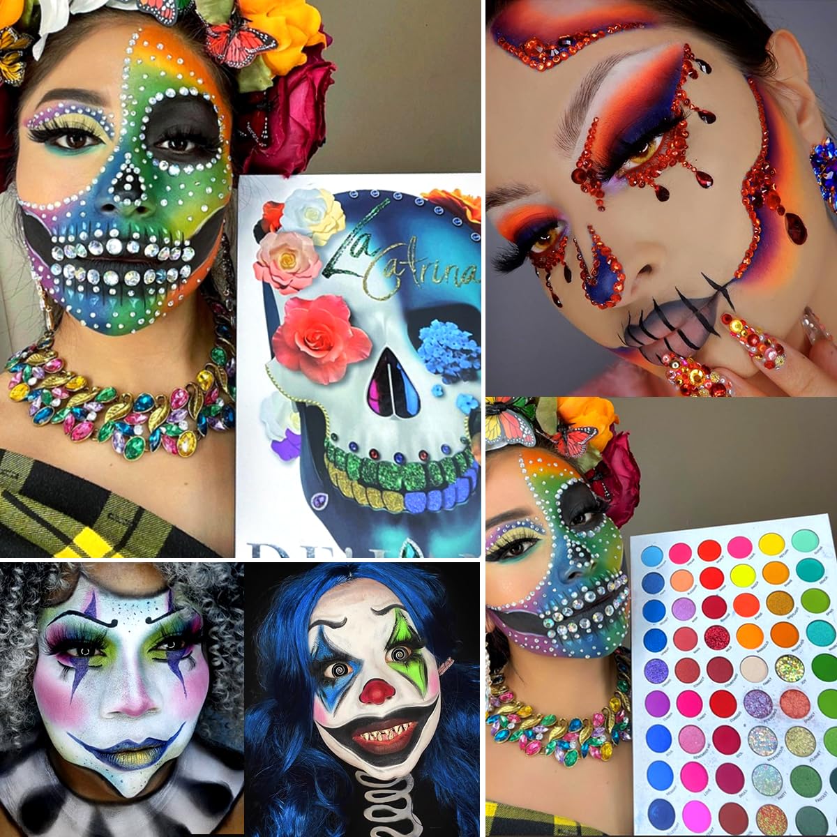 Afflano Colorful Rainbow Eyeshadow Palette High Pigment 54 Color, Halloween Eyeshadow Makeup Palette Sombras de Ojos, Neon Glow in Dark Eye Shadow Beauty & Personal Care Afflano