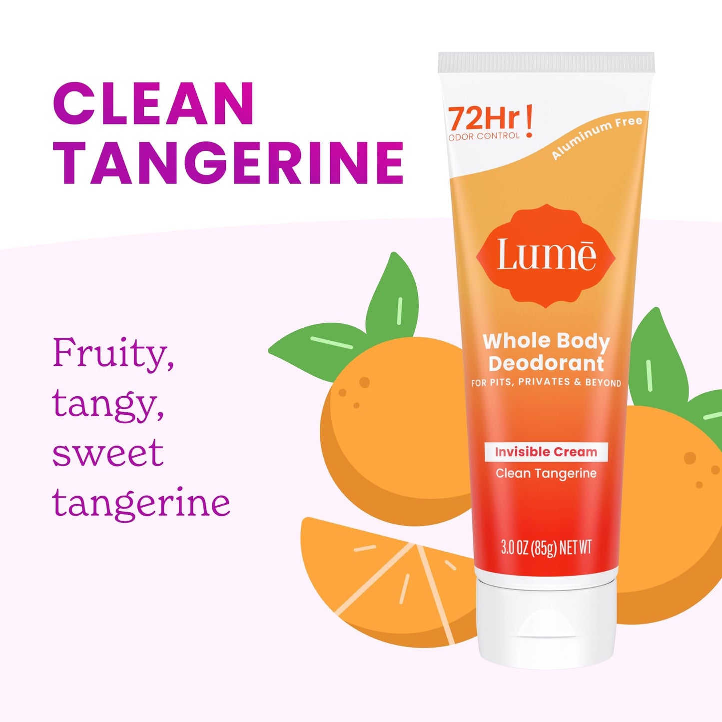 Lume Whole Body Deodorant - Invisible Cream Tube - 72 Hour Odor Control - Aluminum Free, Baking Soda Free, Skin Safe - 3.0 ounce (Pack of 2) (Clean Beauty and Personal Care Lume