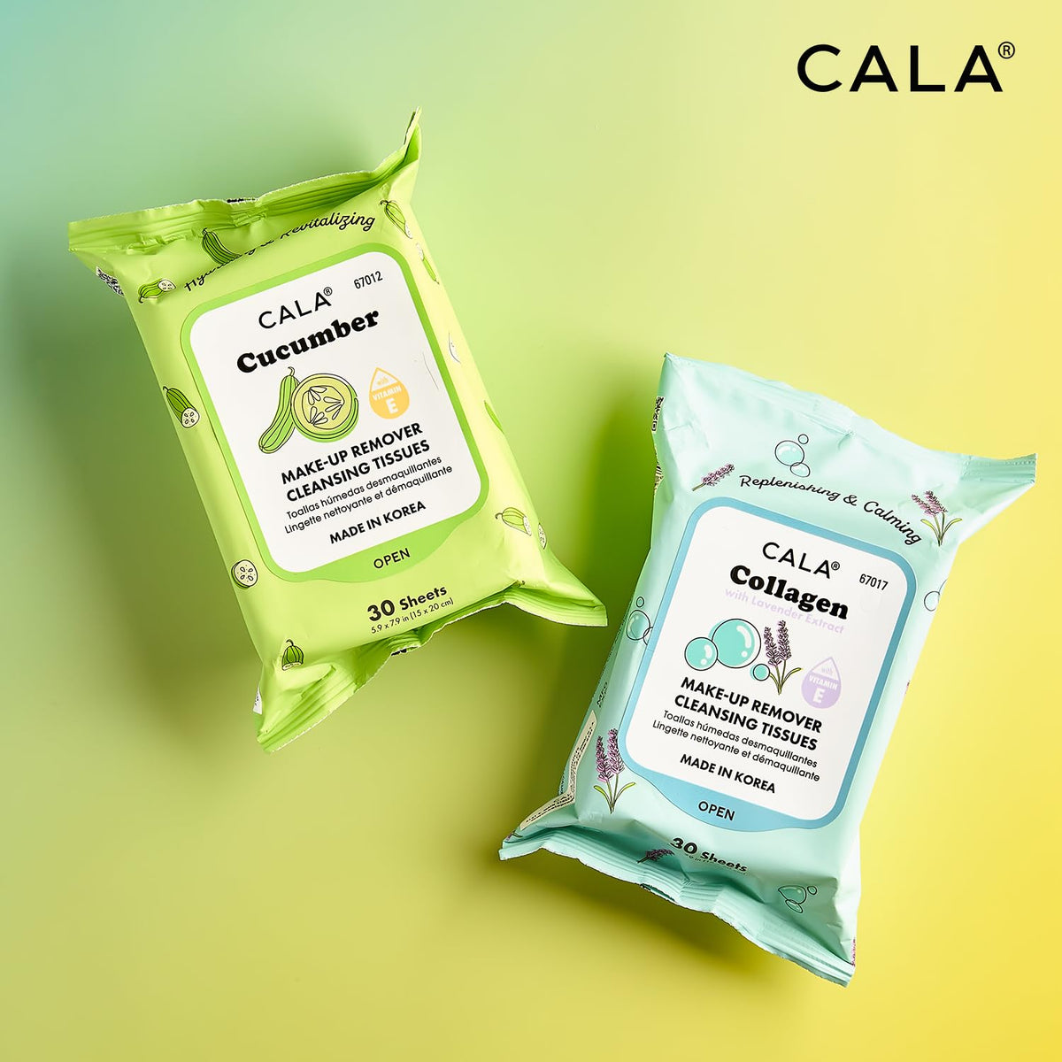 CALA Cucumber Makeup Remover Cleansing Tissues, Removes Makeup + Waterproof Eye Makeup Without Irritation, Deep Cleansing Wipes Leave Skin Soft Smooth