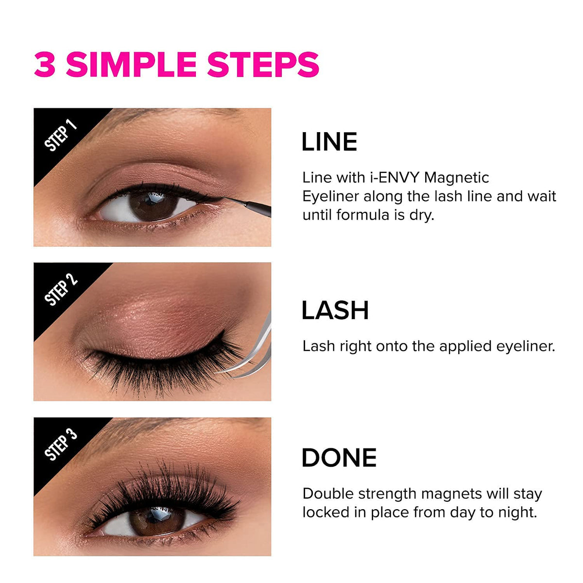 KISS i Envy Magnetic Lashes Double Strength Reusable Lashes Easy To Apply, Everyday Wearable False Eyelashes Faux Mink #3 Beauty & Personal Care i•ENVY