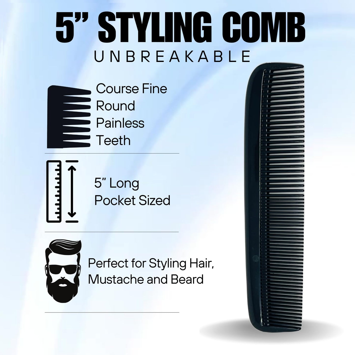 Sandalwood Mustache Wax Kit - Classic Scented Wax with Extra Strong Hold, 5.5" Folding Comb & 5" Fine/Coarse Travel Comb Beauty & Personal Care G.B.S