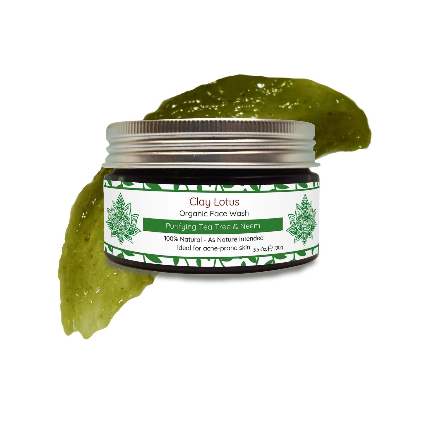 Clay Lotus Organic Face Wash - Acne-Prone, Oily Skin Cleanser with Tea Tree Oil & Neem. All-Natural Ingredients for Blemishes, Redness & Blackheads Beauty & Personal Care Clay Lotus