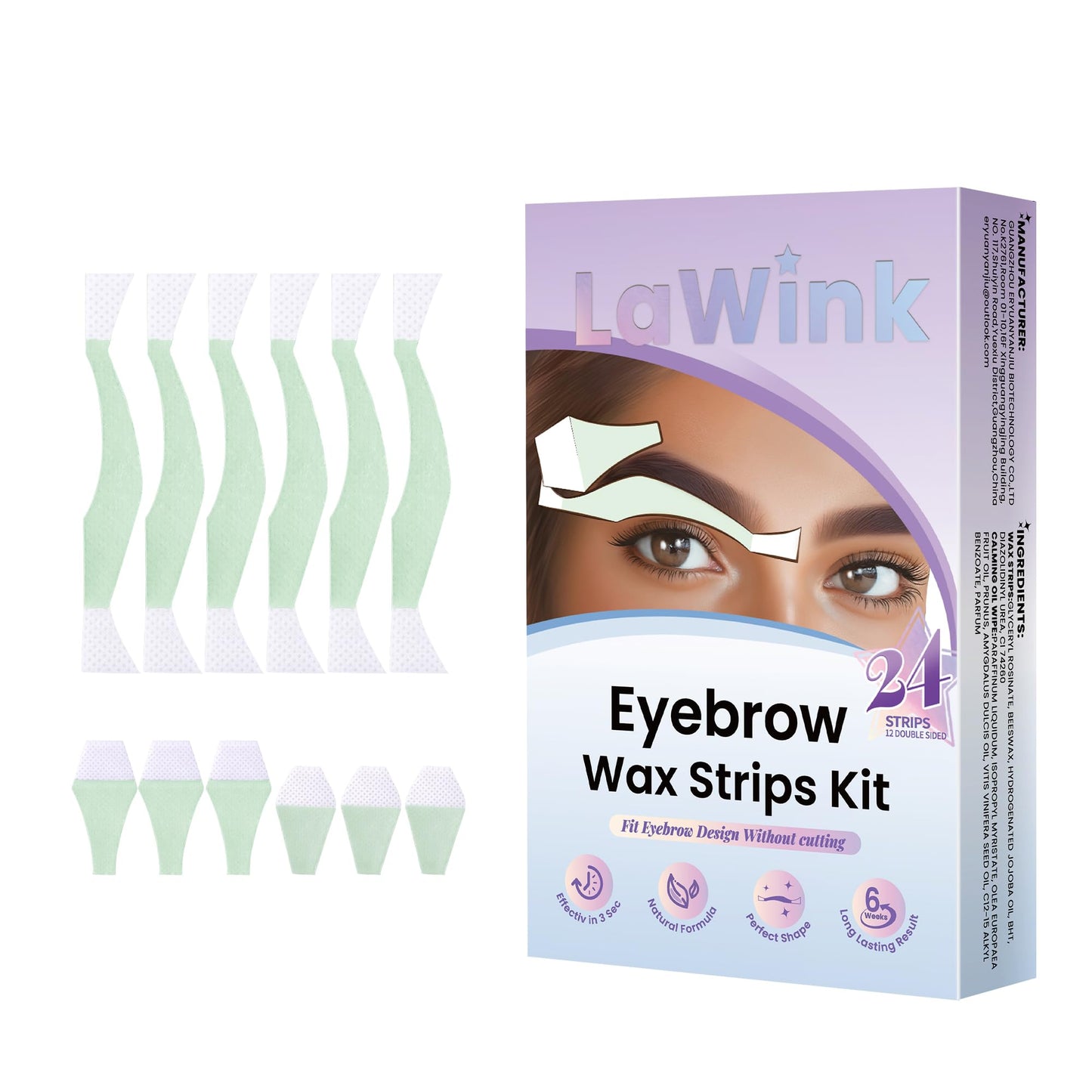 Eyebrow Wax Strips Facial Wax Strips for Hair Removal 24 Strips Eyebrow & Upper Lip Hair Remover with 4 Soothing Wipes Mouth waxing wax Eyebrow Hair Beauty and Personal Care LAWINK