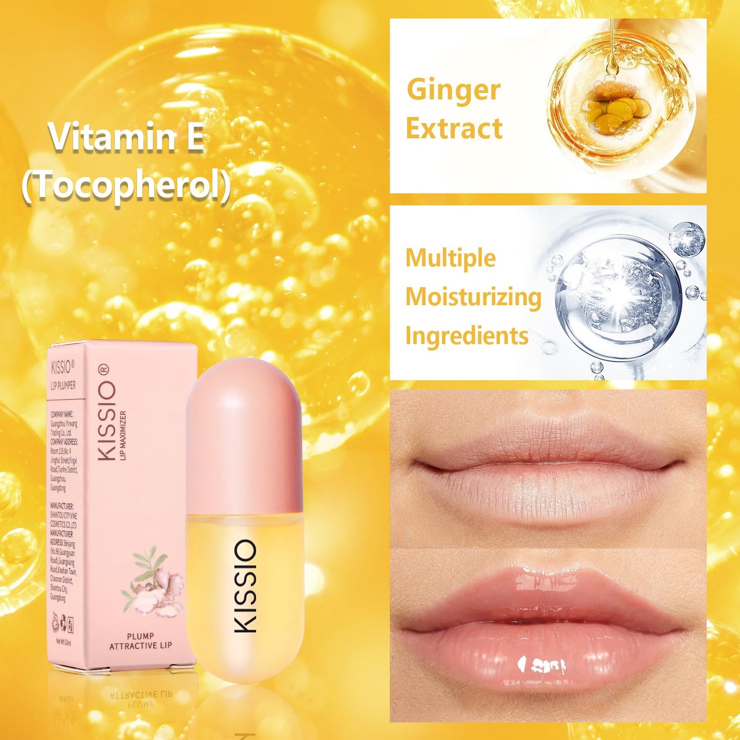 KISSIO Lip Plumper,Natural Lip Plumper for Day Use,Plumping Gloss Make Lips Fuller and Moisturizing 5.5ml,Lips Mask,Hydrating & Reduce Fine Beauty & Personal Care KISSIO