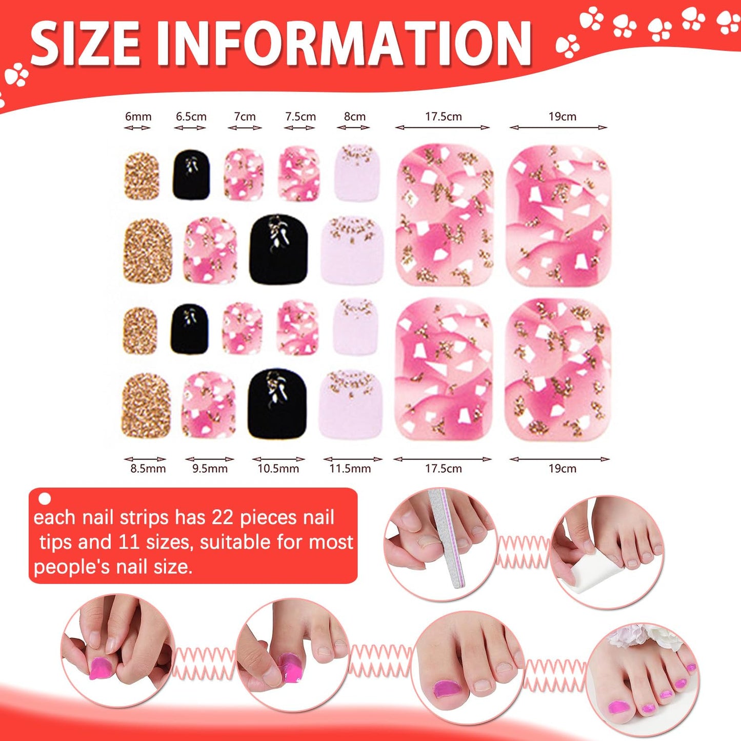 DANNEASY 20 Sheets Toe Nail Stickers Full Nail Wraps Self Adhesive Toenail Polish Strips Toes Nail Stickers Toenail Stickers Polish Manicure Sticker Beauty & Personal Care DANNEASY