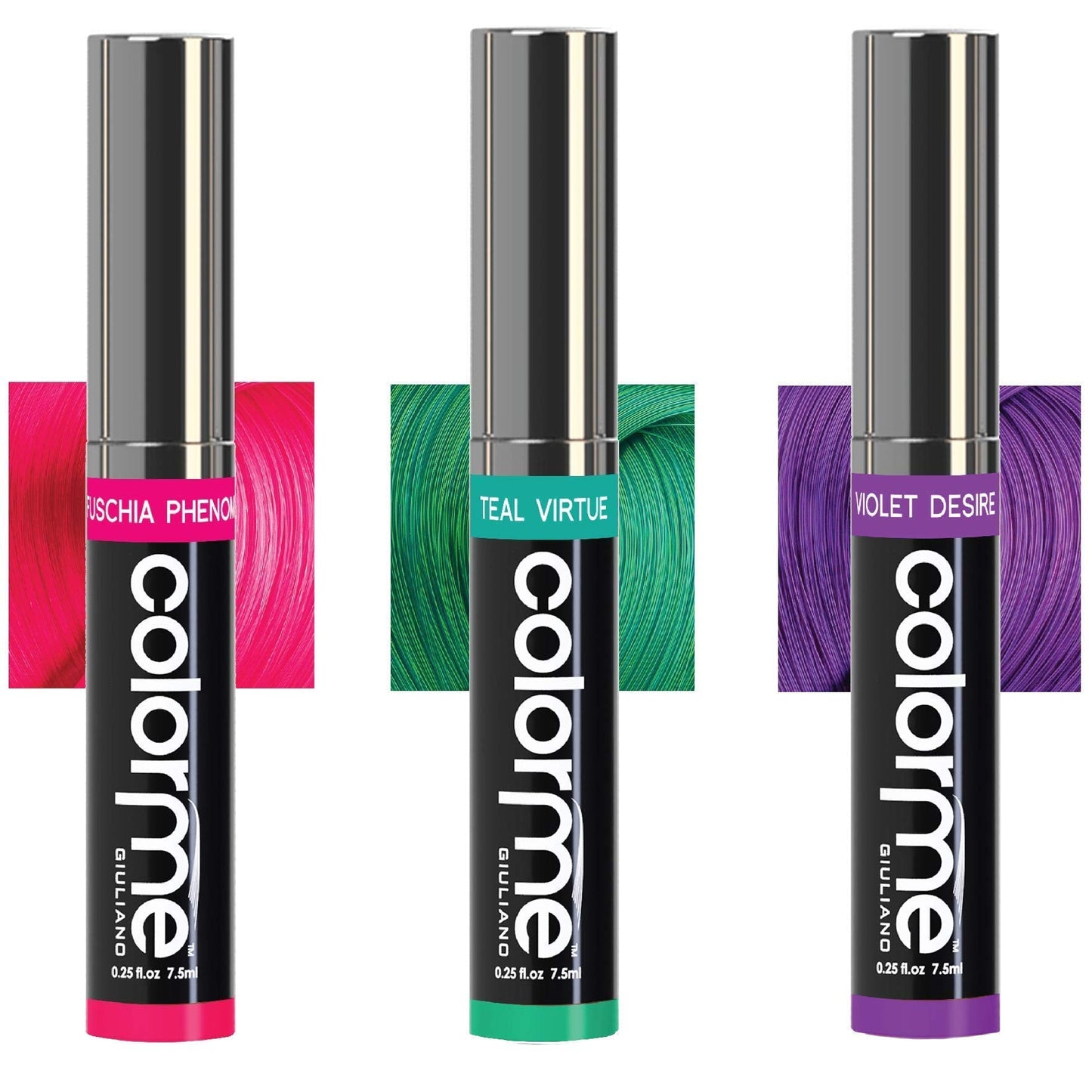 Colorme Temporary Hair Color, Hair Chalk alternative 3PK (Fuschia, Teal, Violet Desire) Beauty & Personal Care Color Me