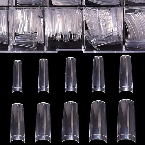 Clear Acrylic French Nail Tip BTArtbox 500pcs Half Cover Fake/False Nail with Case for Dip Powder Nail Salons and DIY Nail Art, 10 Sizes Beauty & Personal Care BTArtbox