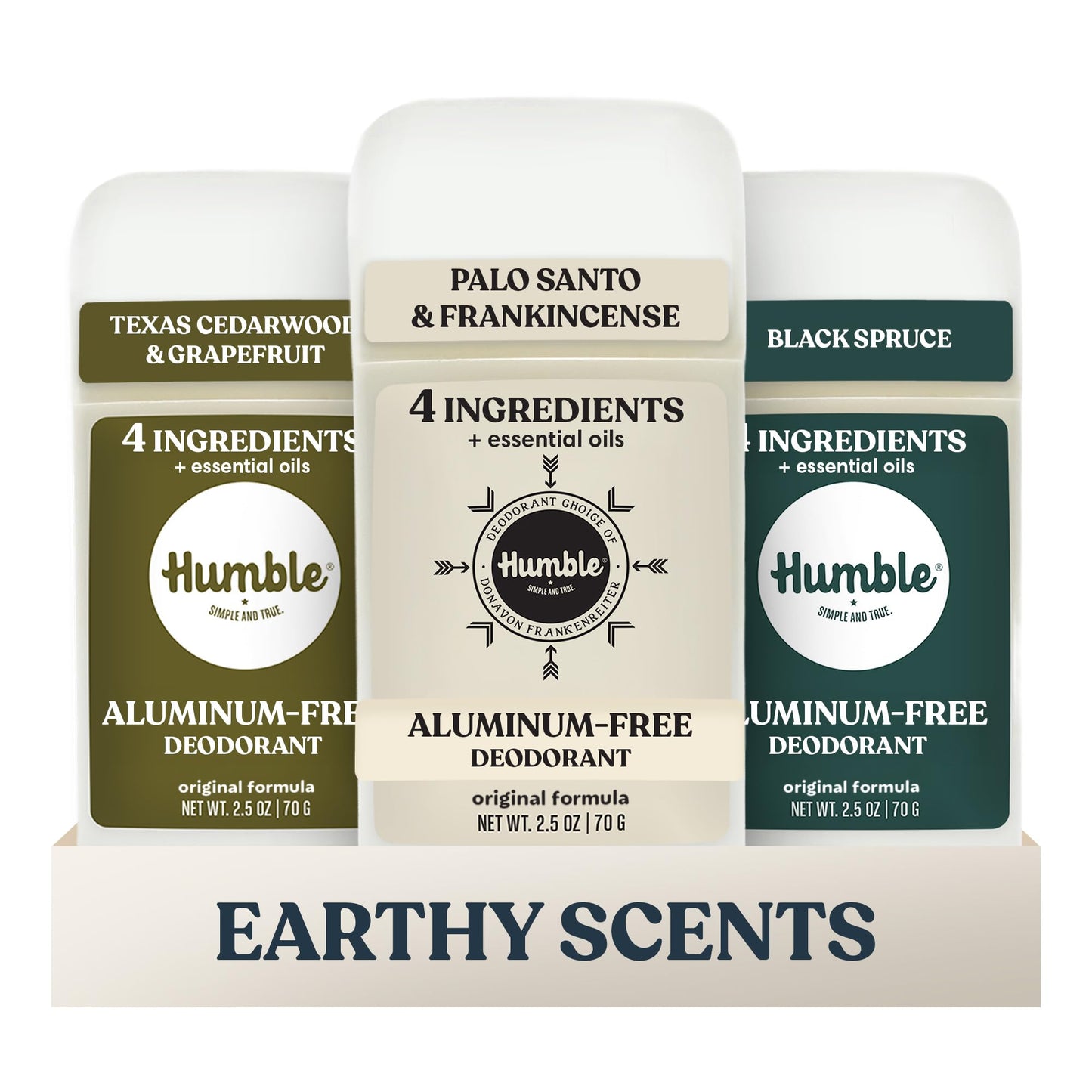 Humble Aluminum-Free Deodorant for Women & Men, Earthy Scents Variety Pack - Clean & Fresh Natural Deodorant Stick with Essential Oils Beauty and Personal Care HUMBLE SIMPLE AND TRUE.