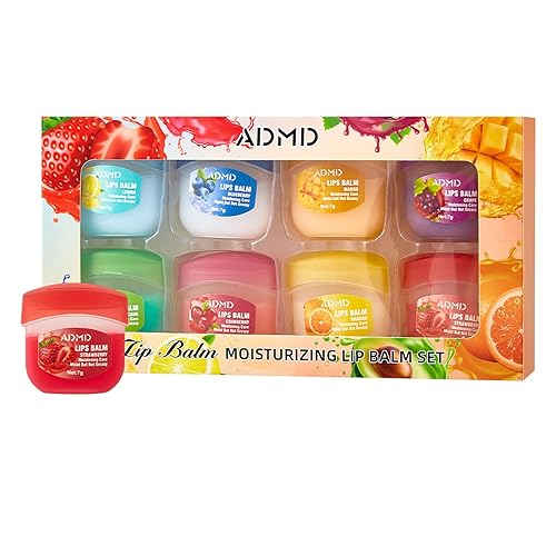 8-Pack Fruit Flavor Lip Balm Set, Mini Lip Mask for Daily Moisture & Overnight Care Helps Soothe Dry Lips Beauty & Personal Care ADMD