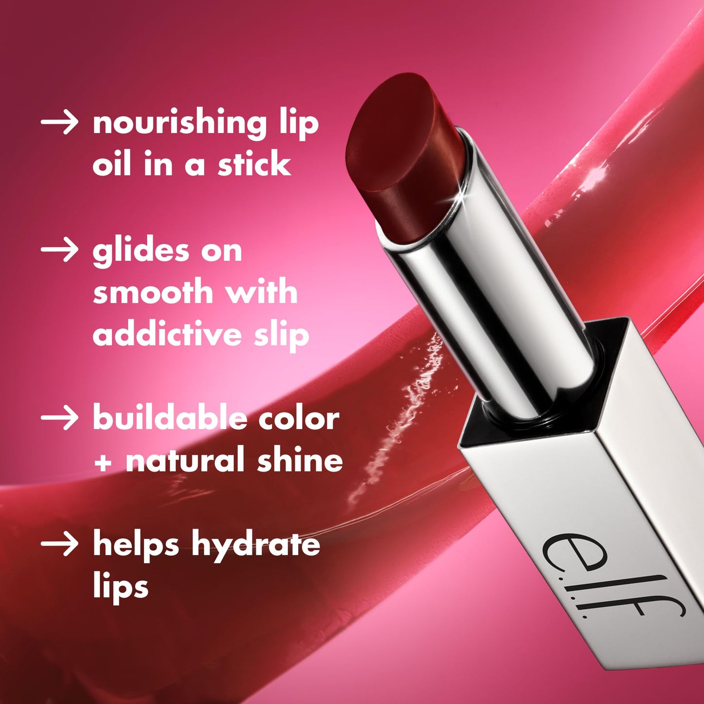 e.l.f. Glow Reviver Slipstick, Tinted Lip Oil Stick, Non-Sticky & Hydrating For A Soft-Shine Finish, Vegan & Cruelty-Free, Mauve Mentality Beauty & Personal Care e.l.f.
