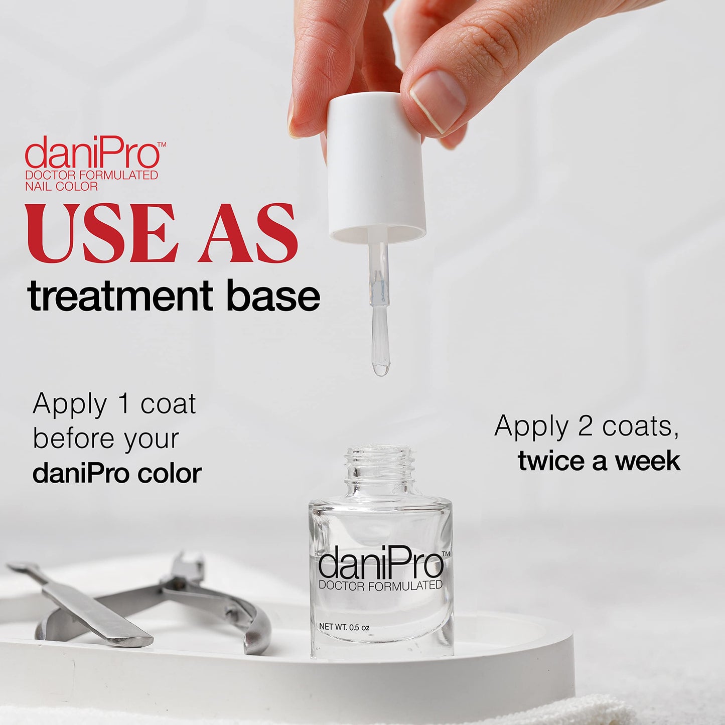 daniPro Doctor-Formulated Clear Base Coat Nail Polish, 0.5 oz - Base Coat Nail Polish with Undecylenic Acid, Vitamins & Biotin - Nail Base Coat Beauty & Personal Care daniPro