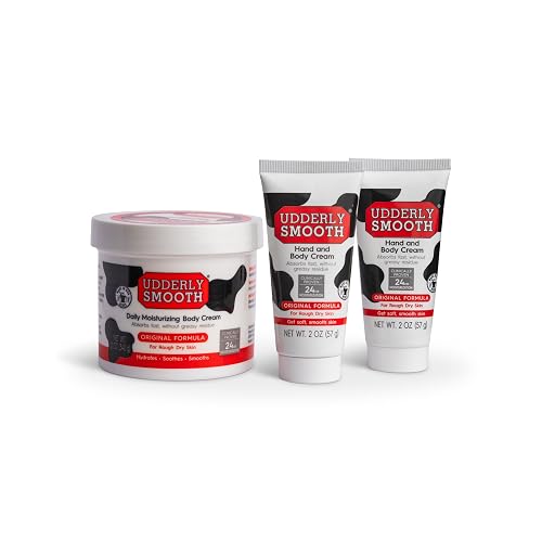 Udderly Smooth Hand (2 Oz) & Body Cream (12 Oz) Bundle, Daily Moisturizer to Hydrate Dry or Rough Skin, Dermatologist Tested, 3 Items Total Beauty & Personal Care UDDERLY SMOOTH