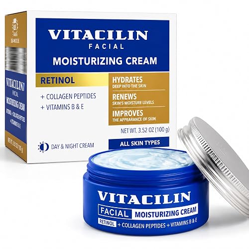 Vitacilin Facial Moisturizer with Retinol, Collagen Peptides & Vitamins B + E, 3.5 oz for All Skin Types Beauty & Personal Care Tu Salud Plus
