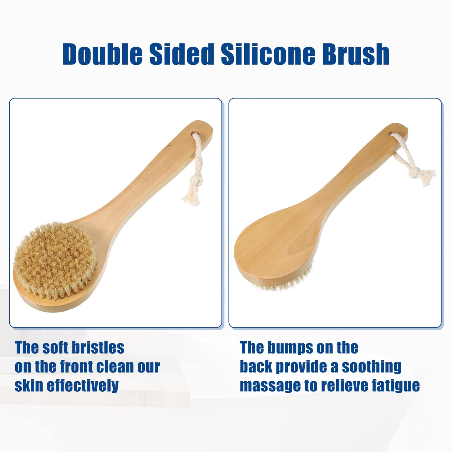VOCOSTE 1 Pcs Bath Brush, Back Scrubber Wood for Shower with Handle, Brown, 9.8 Inches Beauty and Personal Care VOCOSTE